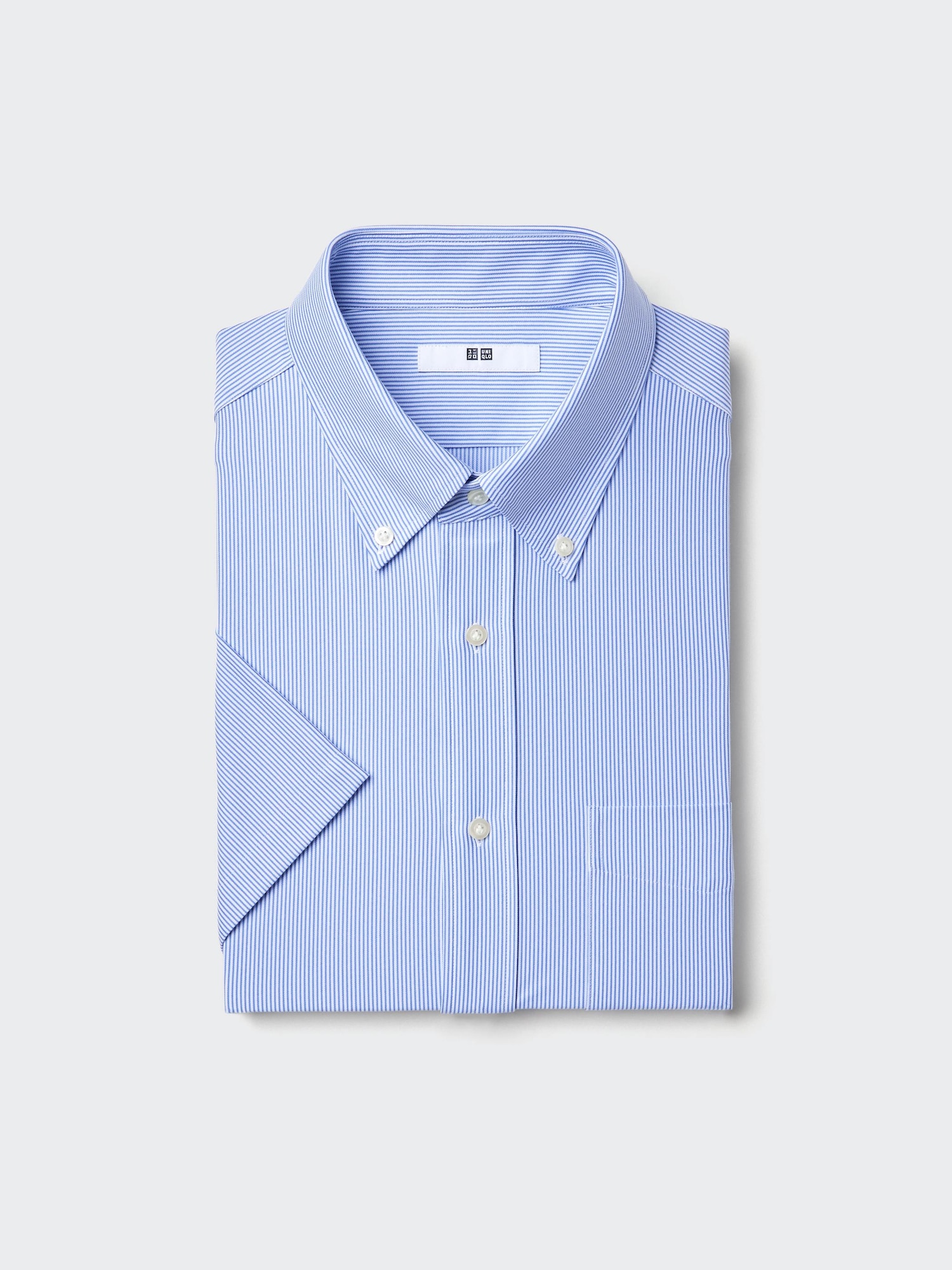 Рубашка Dry трикотажная без глажки в полоску с воротником button-down — UNIQLO