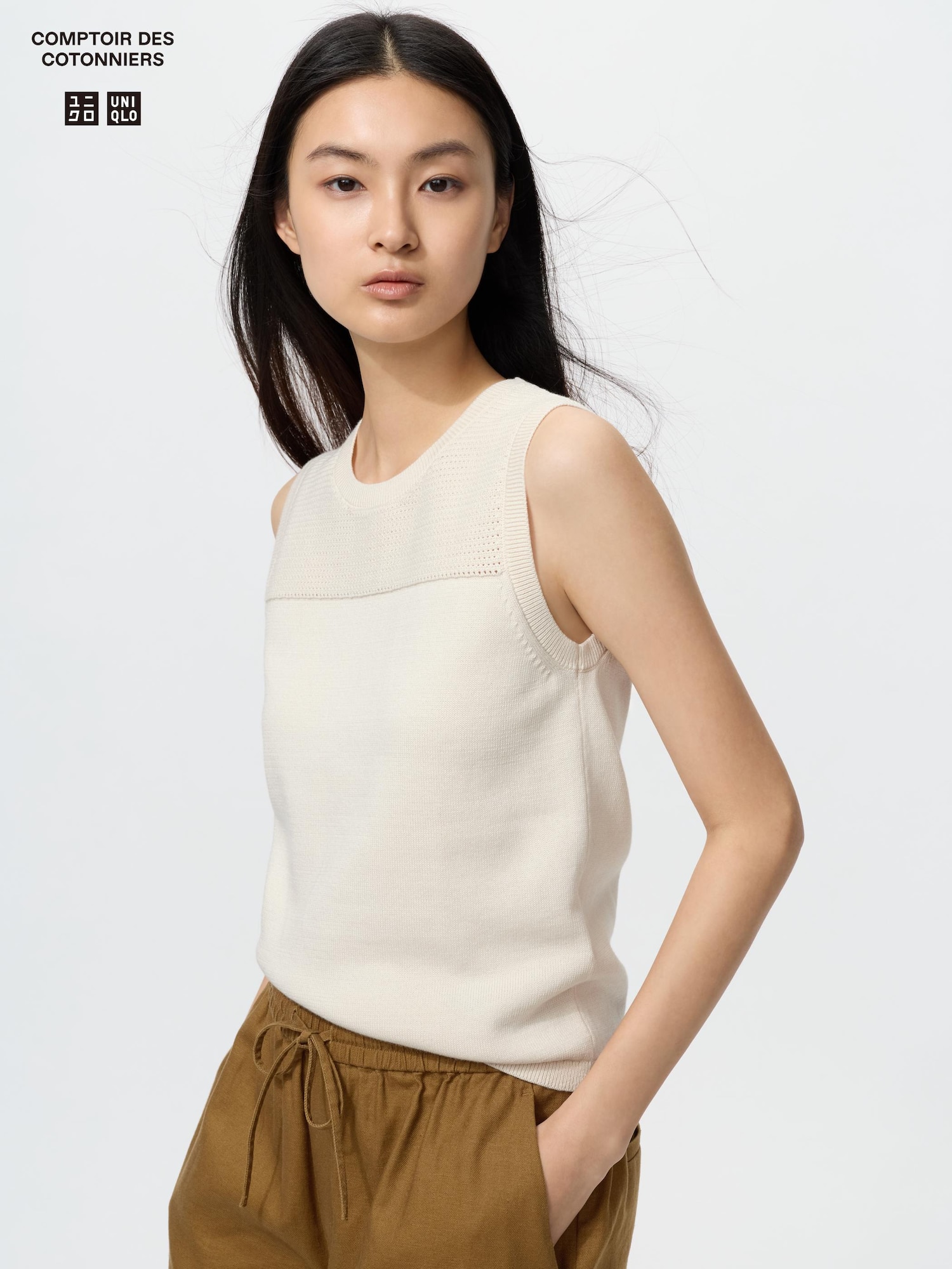 Хлопковый джемпер с круглым вырезом стирающийся — UNIQLO