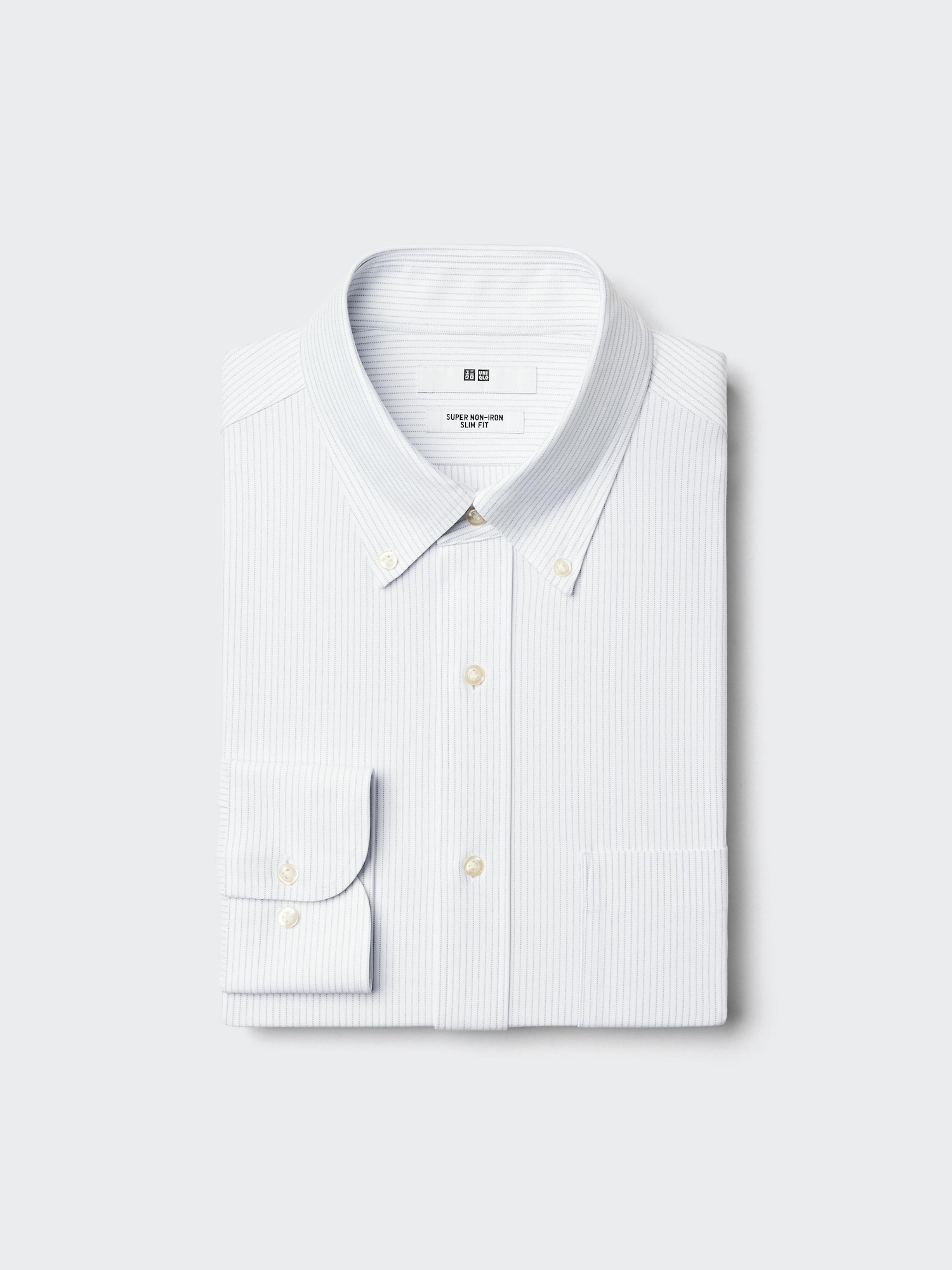 Супер неглаженая стрейч-рубашка/слим/полоски — UNIQLO
