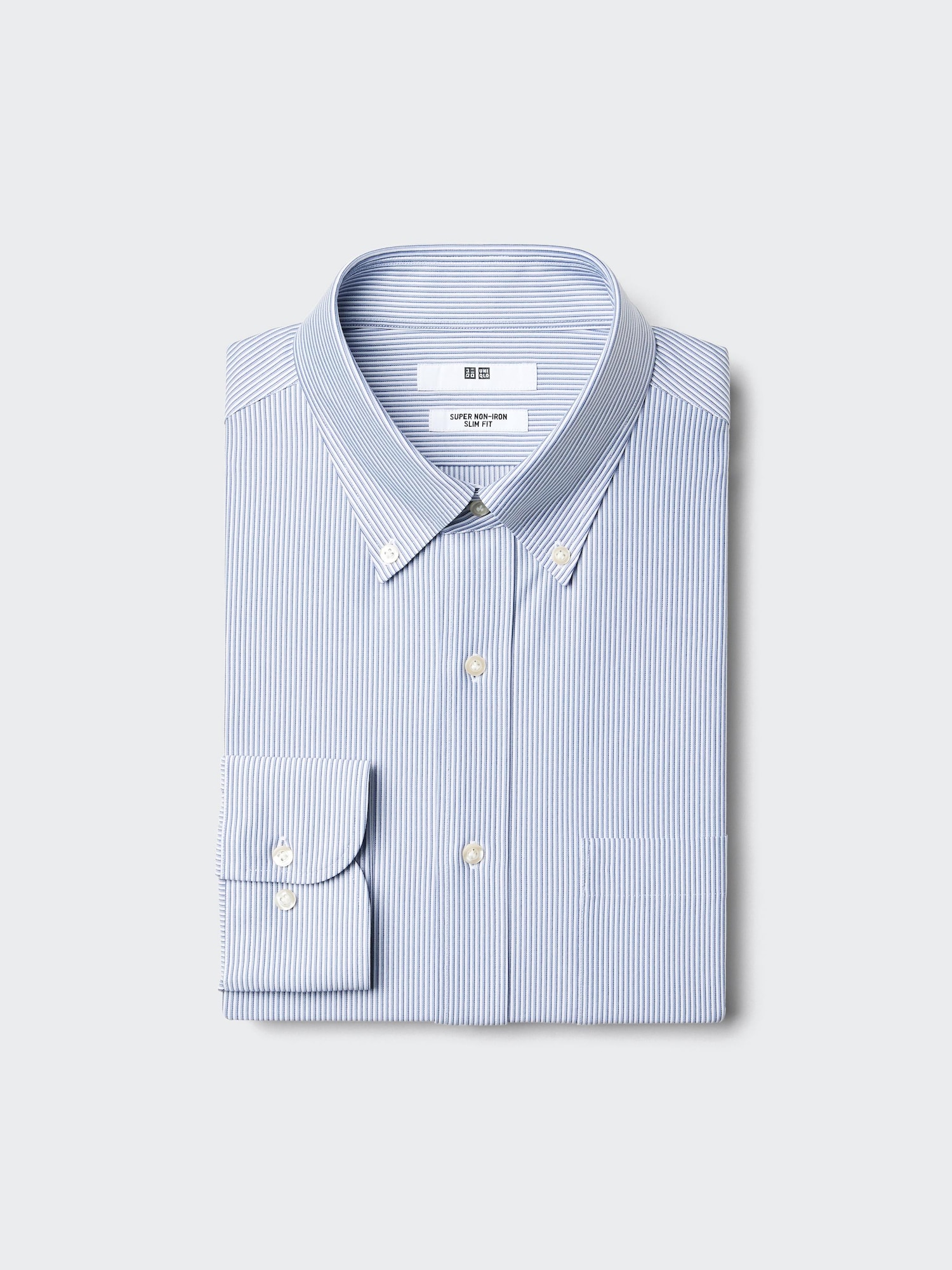 Супер неглаженая стрейч-рубашка/слим/полоски — UNIQLO