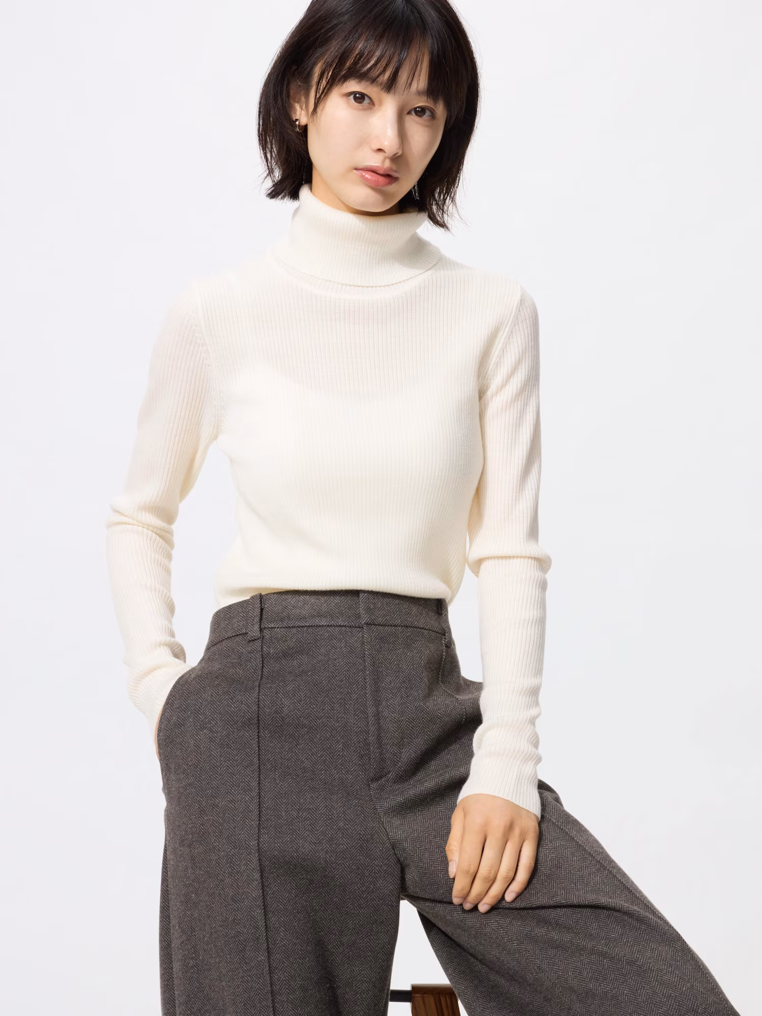 Водолазка из мериноса в рубчик — UNIQLO