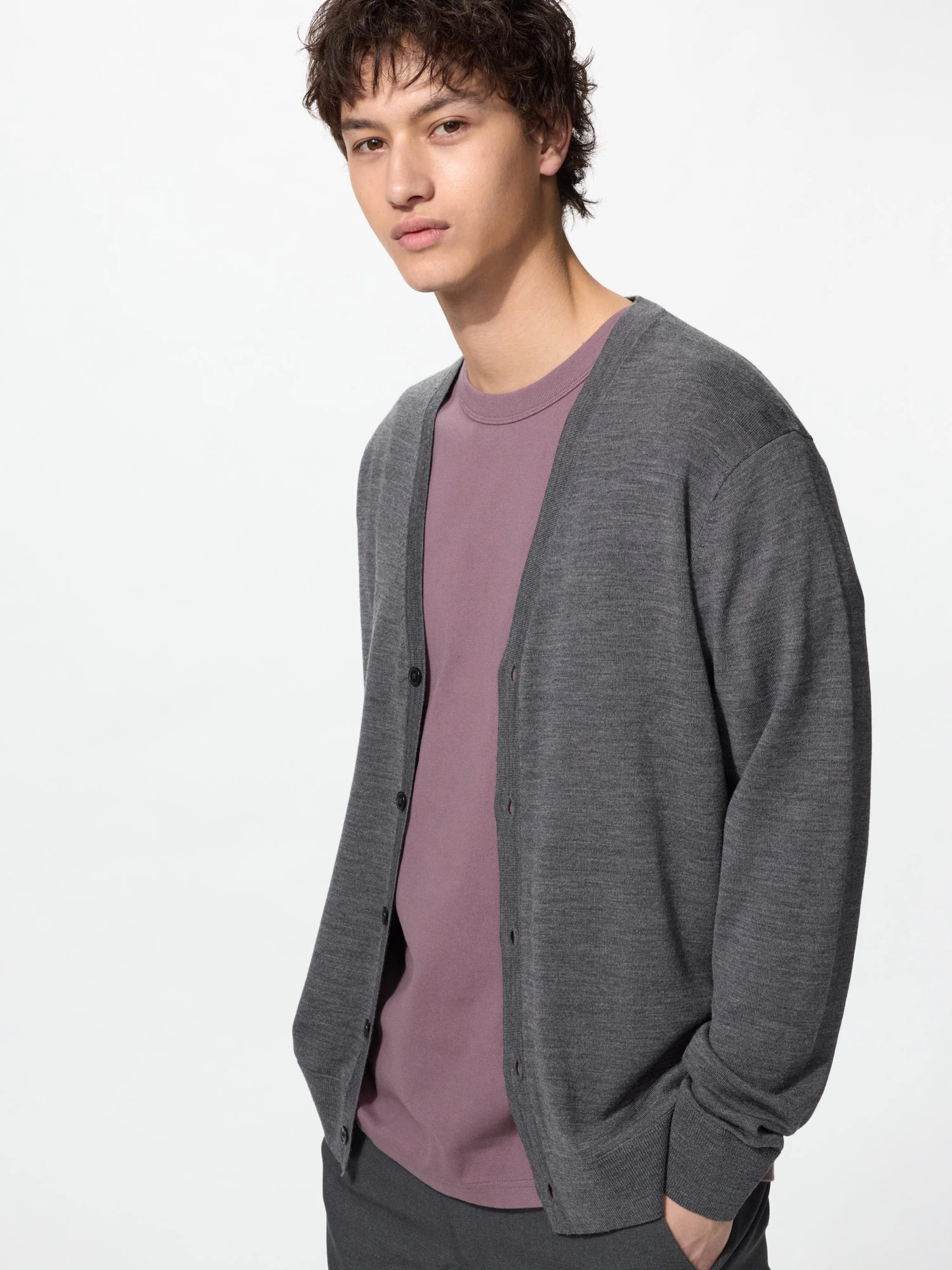Кардиган с V-образным вырезом из мериноса — UNIQLO