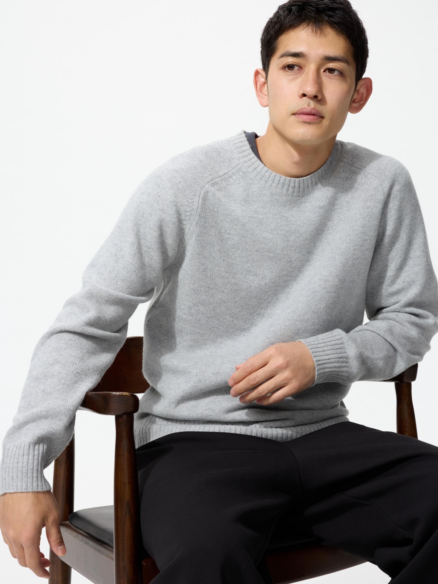 Свитер из ламбсвула с круглым вырезом — UNIQLO