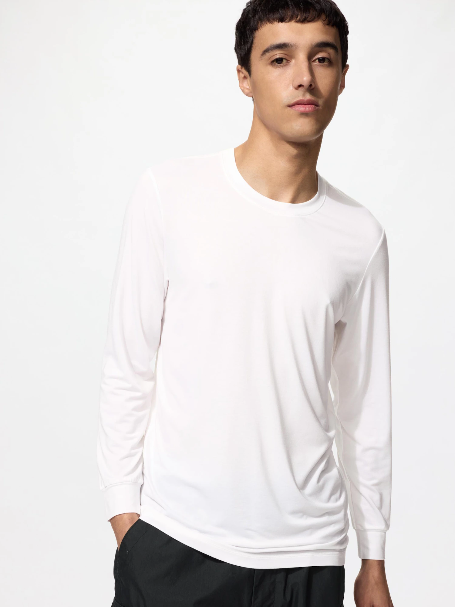 HEATTECH футболка с круглым вырезом, рукав 7/8 — UNIQLO