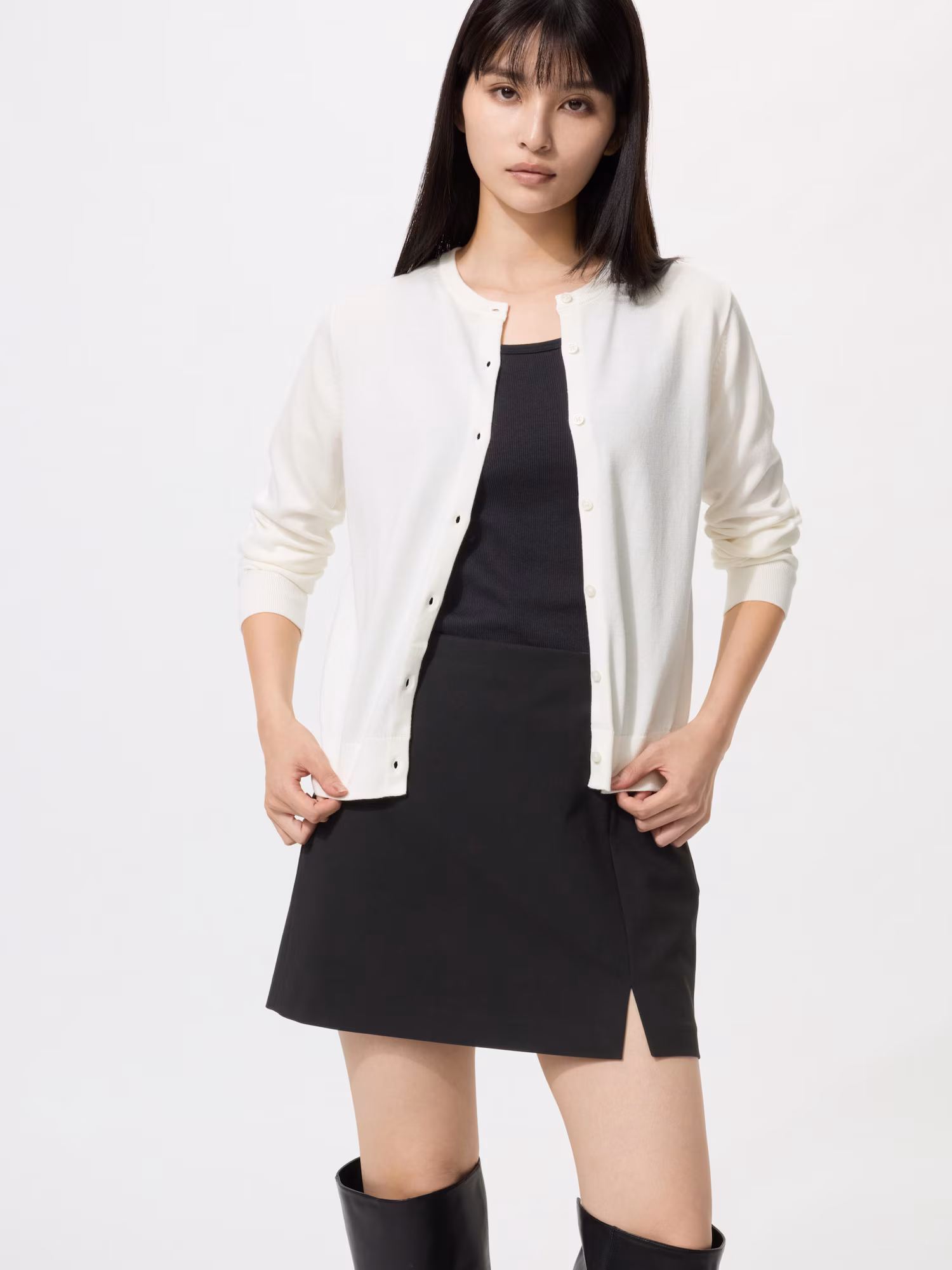 Кардиган с круглым вырезом и UV-защитой/машинная стирка — UNIQLO