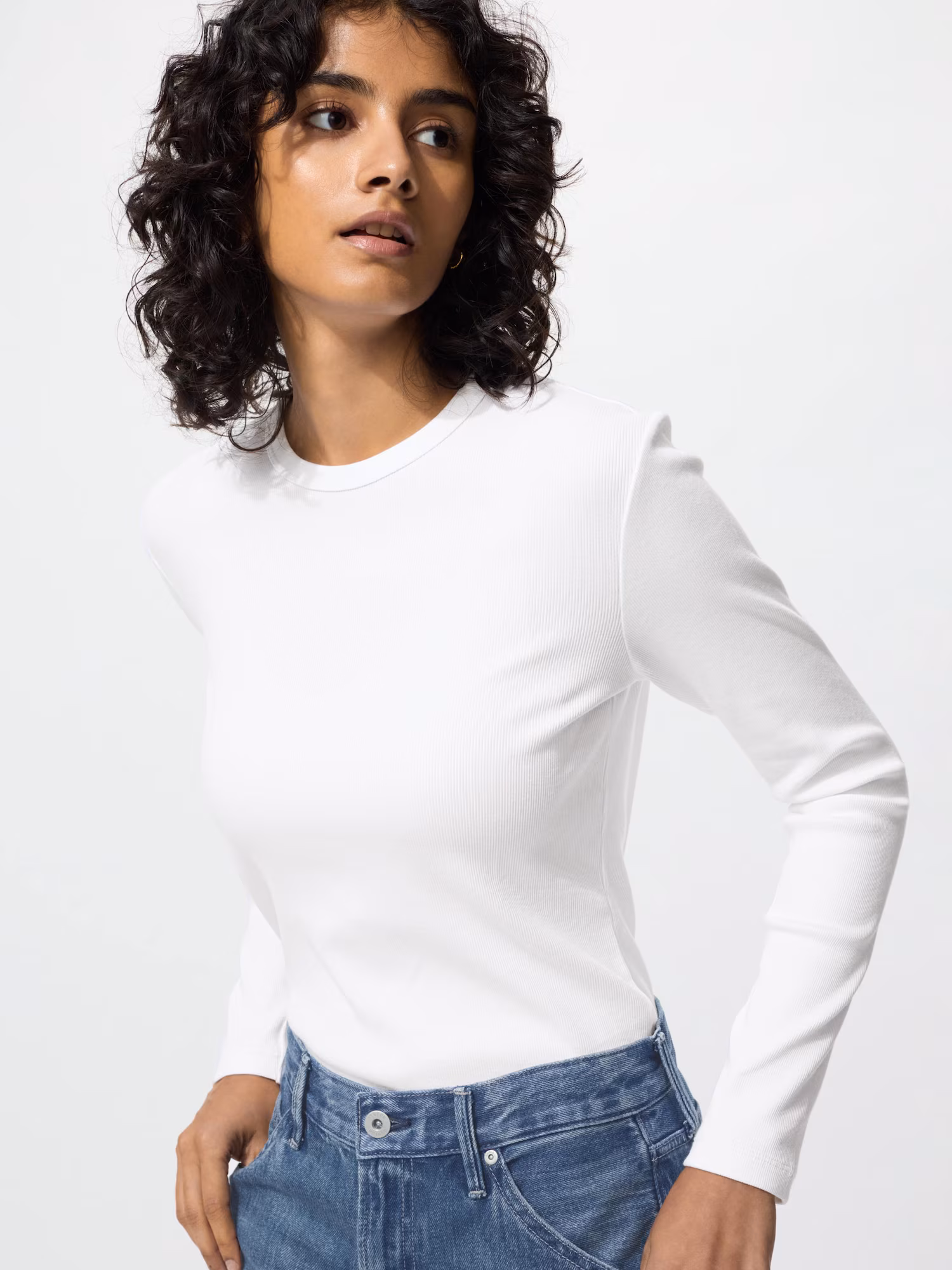 мягкая рубчатая футболка с круглым вырезом — UNIQLO