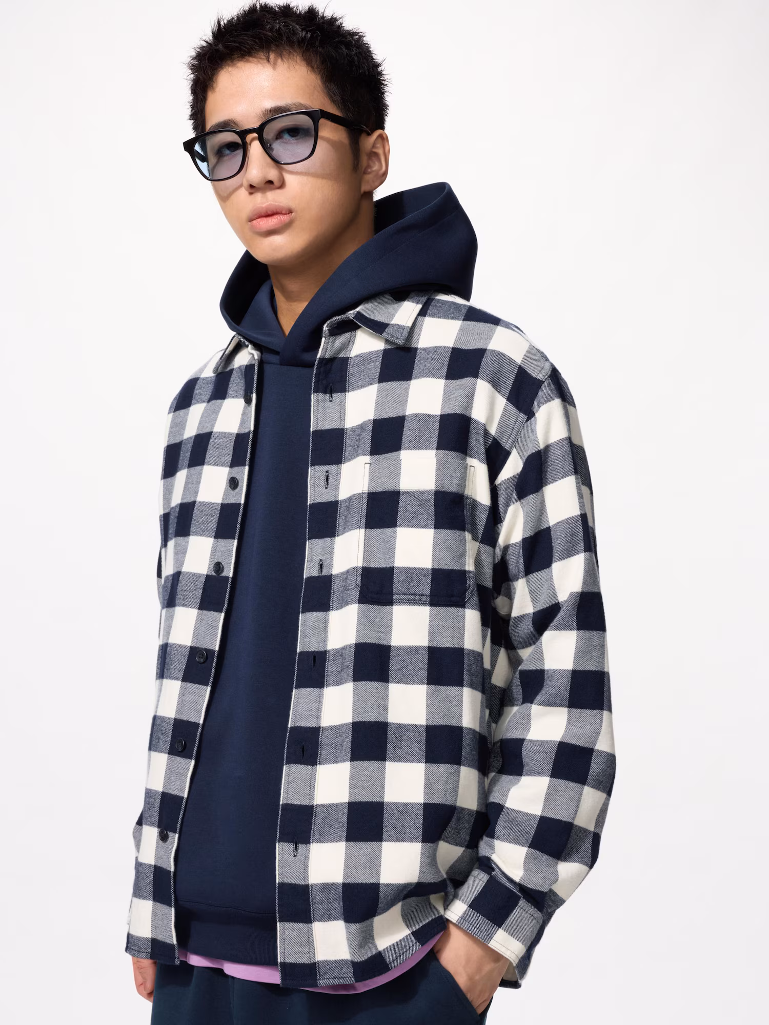 Рубашка фланель в клетку — UNIQLO