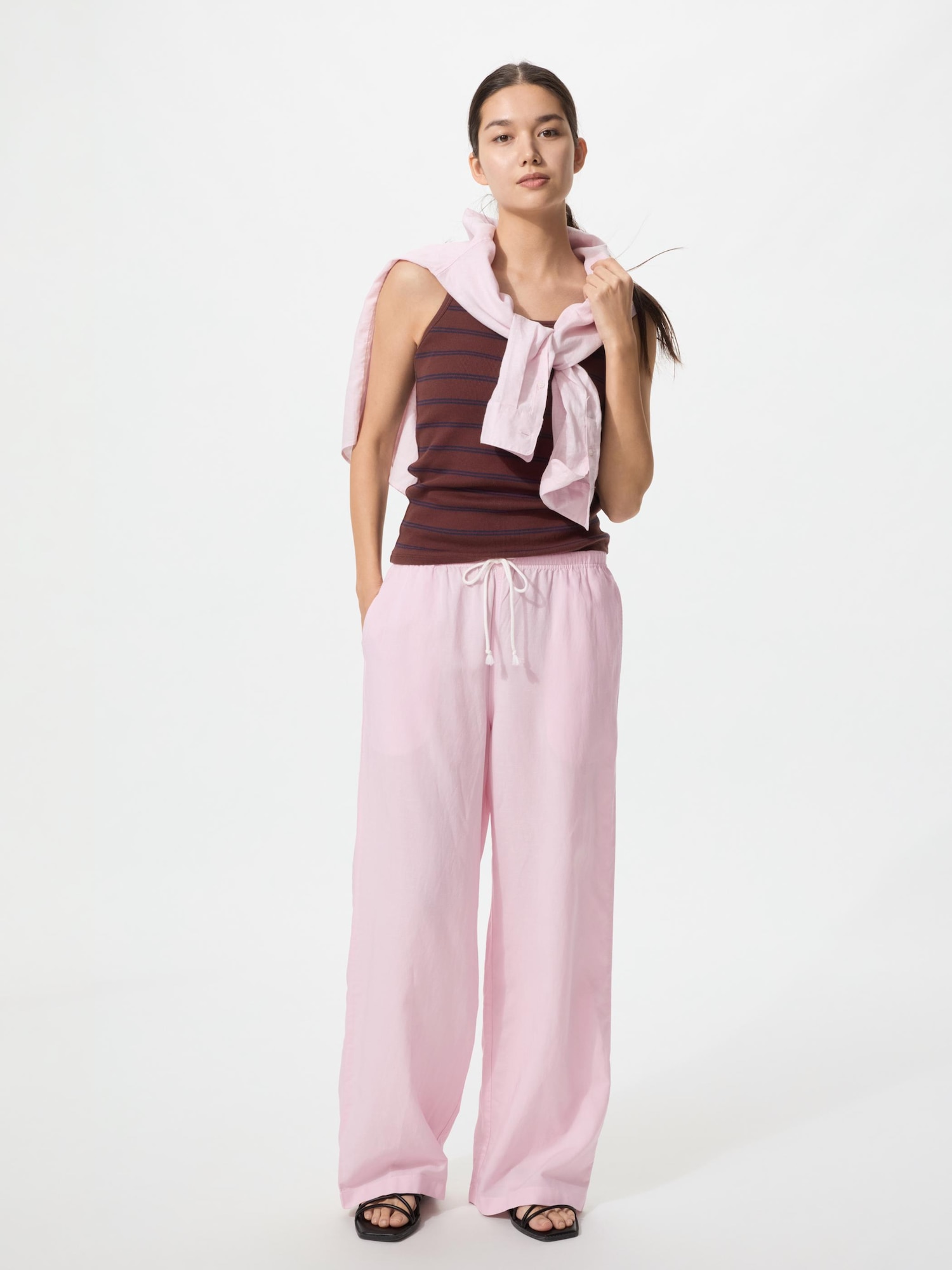 льняные легкие брюки удлиненные — UNIQLO