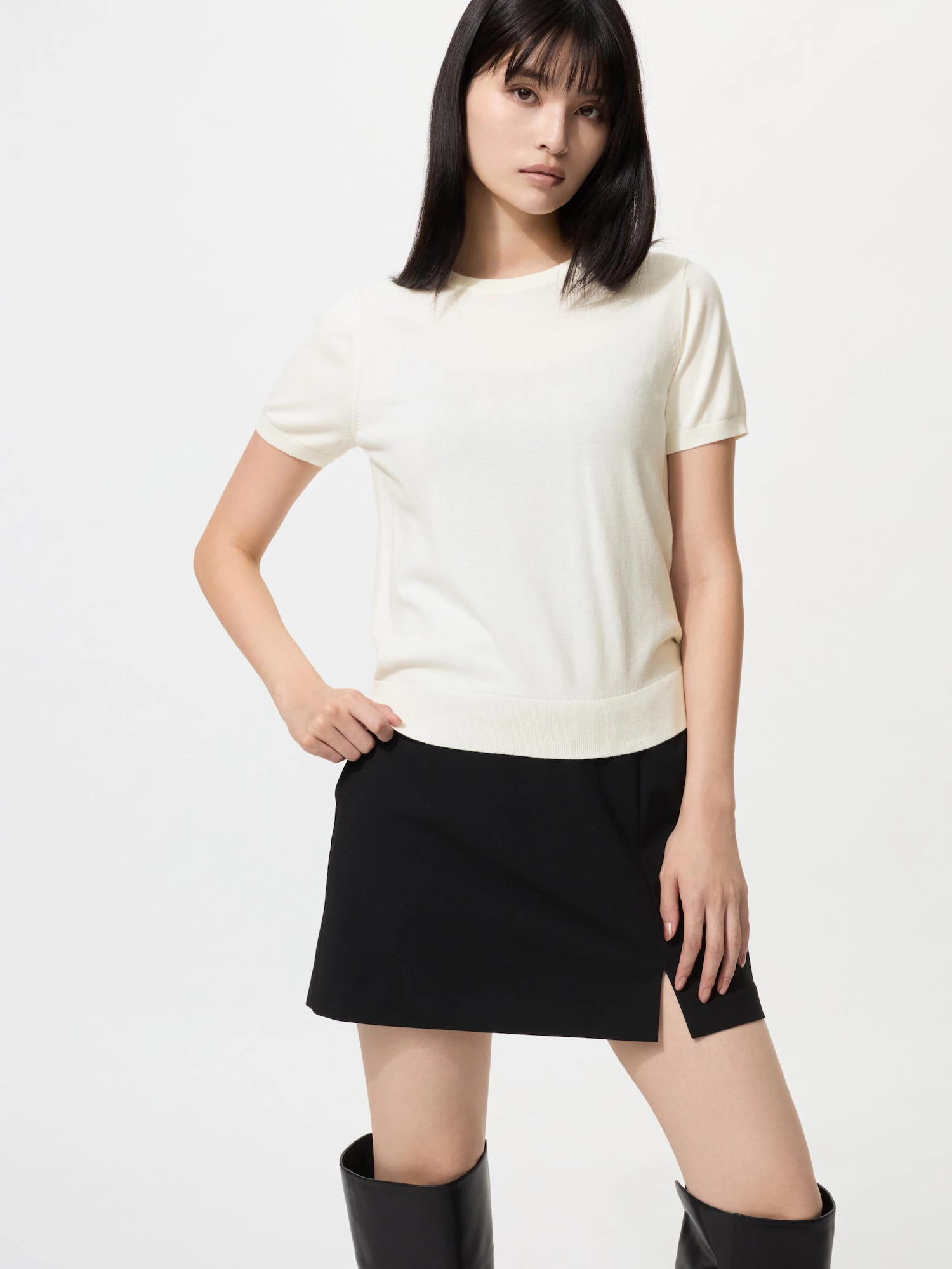 Свитер с круглым вырезом и UV-защитой/машинная стирка — UNIQLO