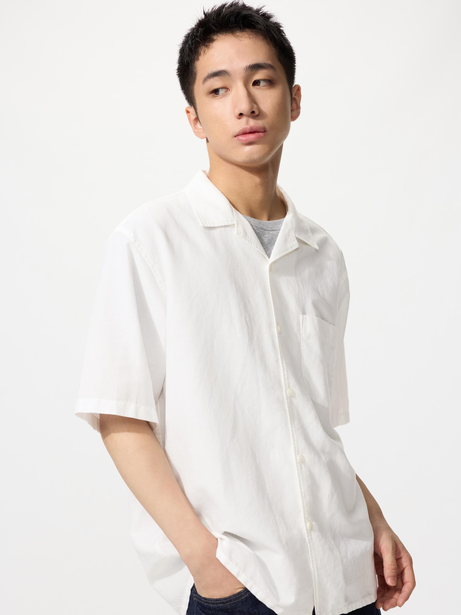 Рубашка из хлопка и льна — UNIQLO