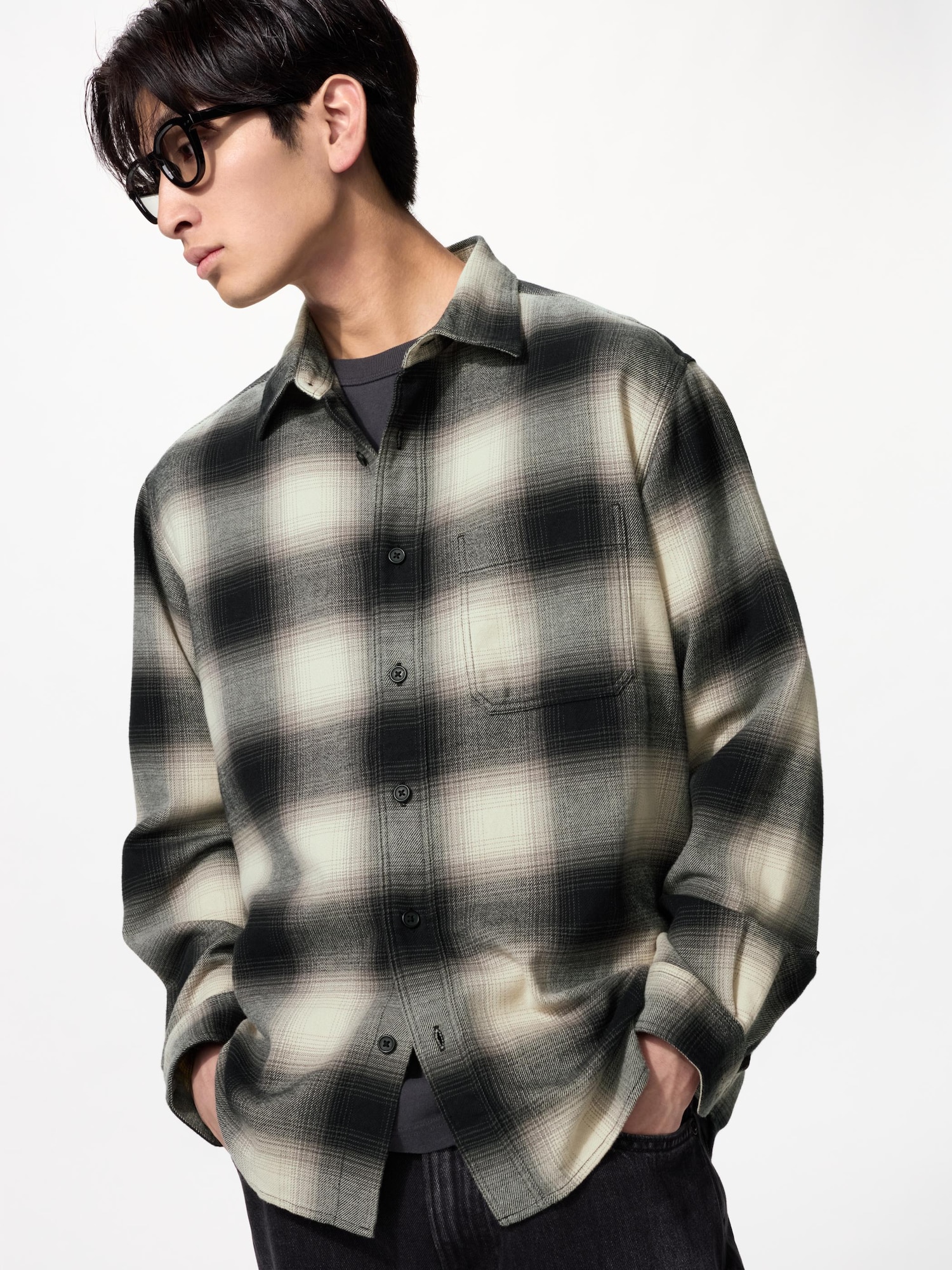 Фланелевая рубашка/омбре клетка — UNIQLO