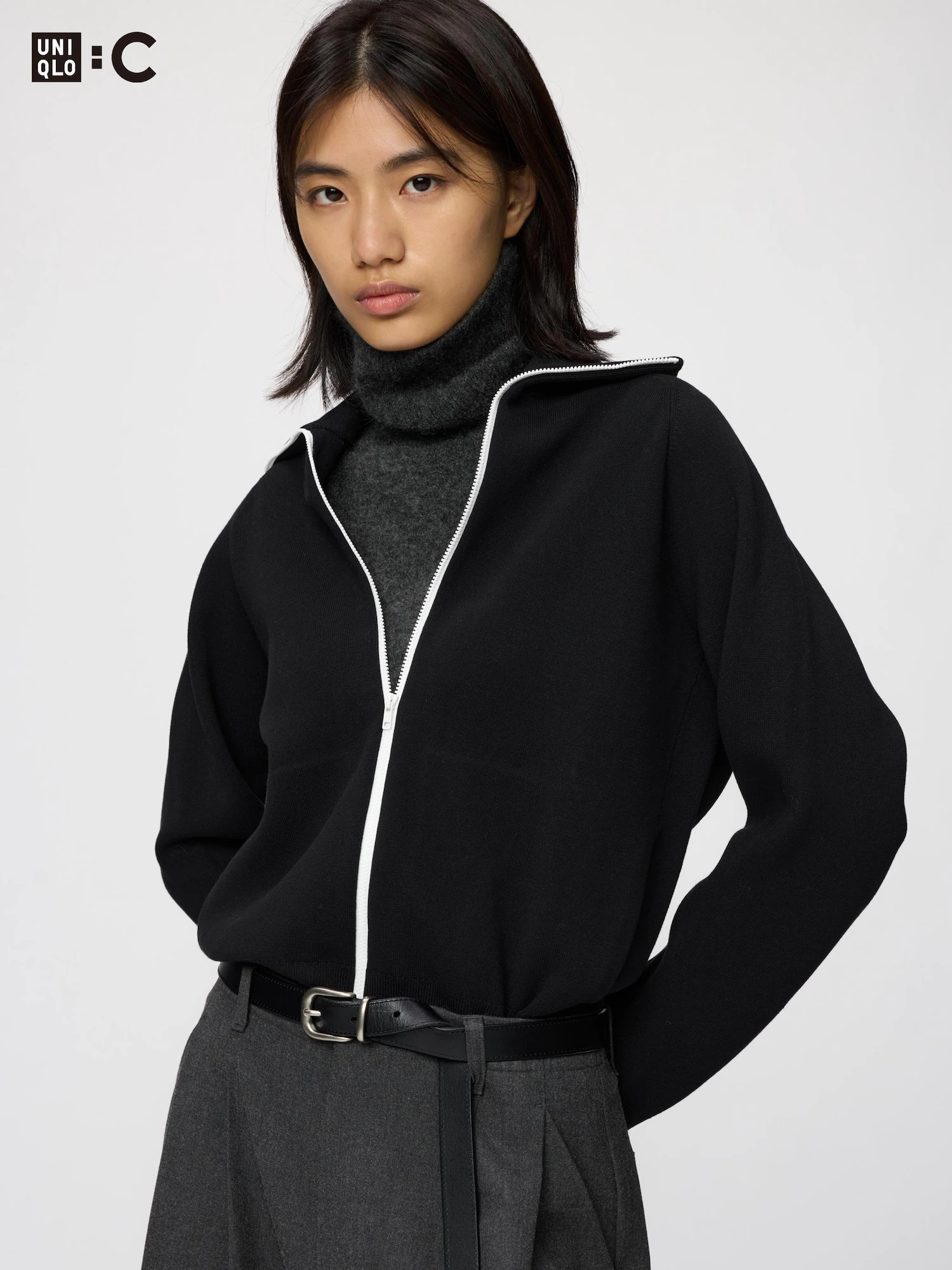 Кардиган на молнии Милано риб — UNIQLO