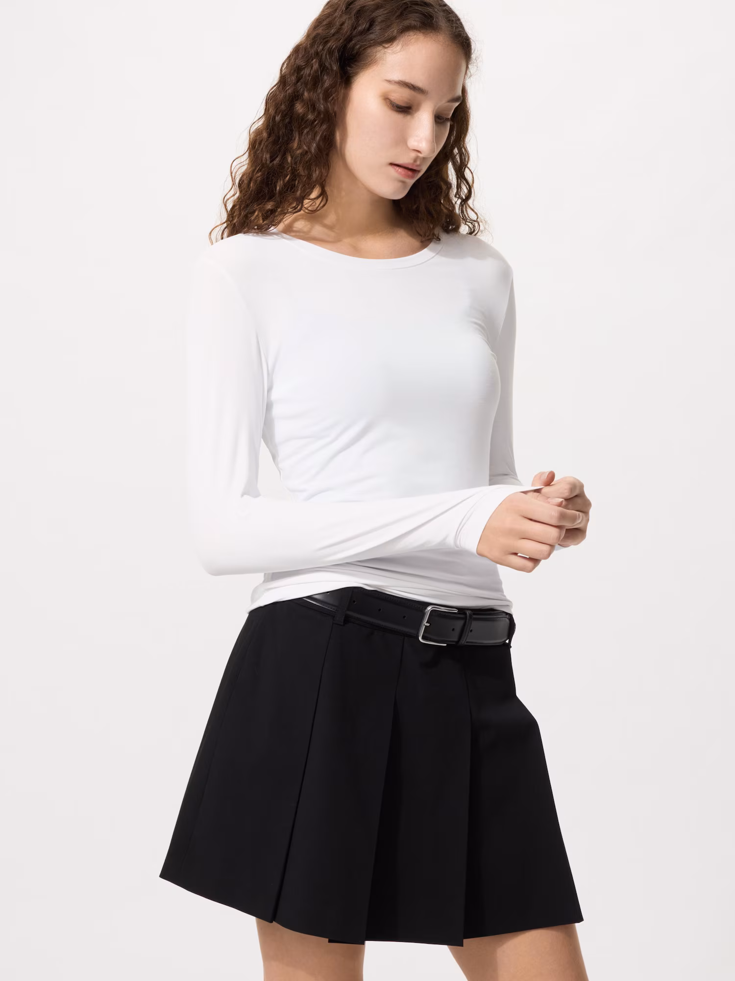 AIRism UV защита лонгслив шёлк блендовый — UNIQLO