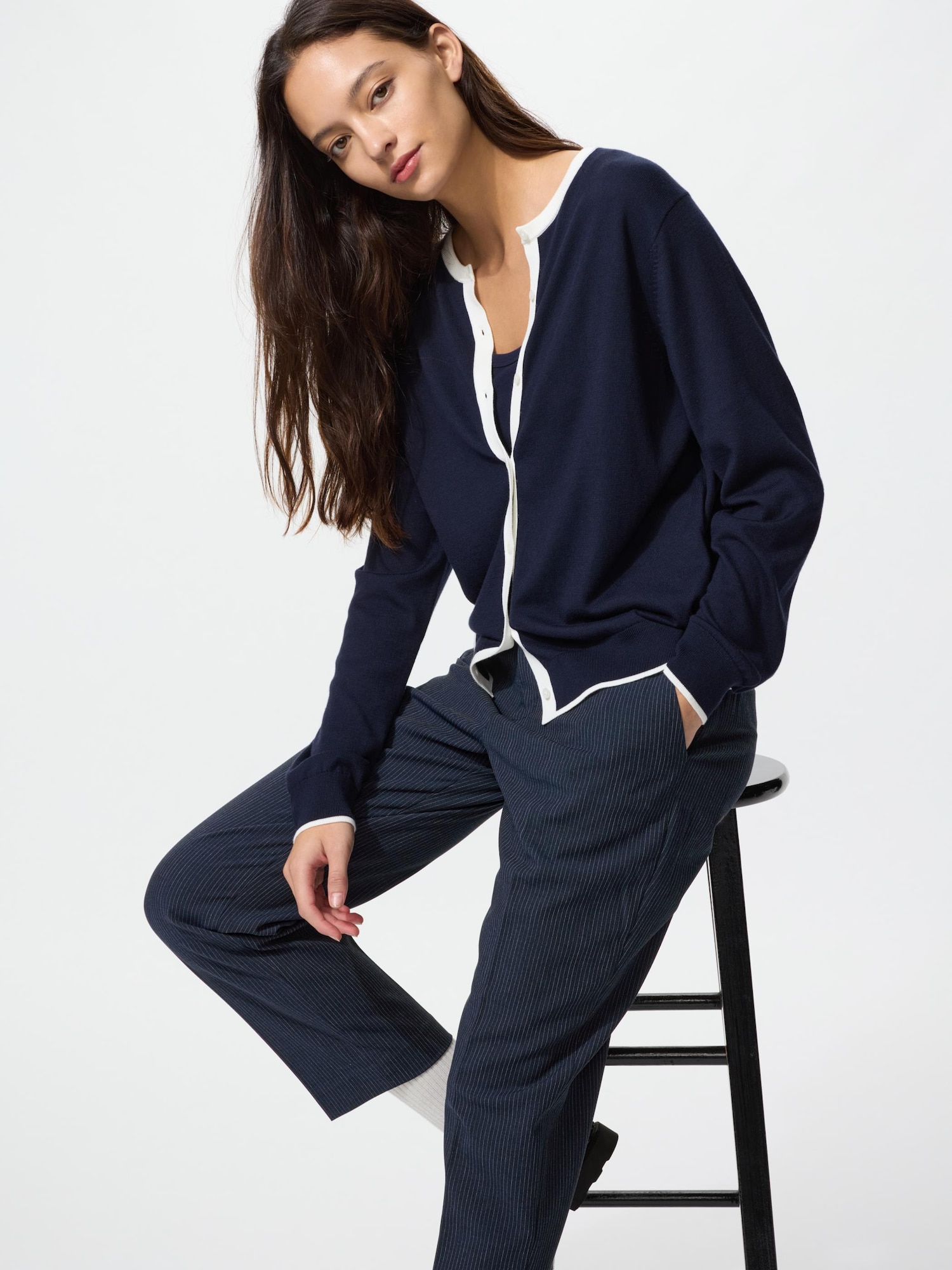 Умные брюки-лодочки полоса — UNIQLO