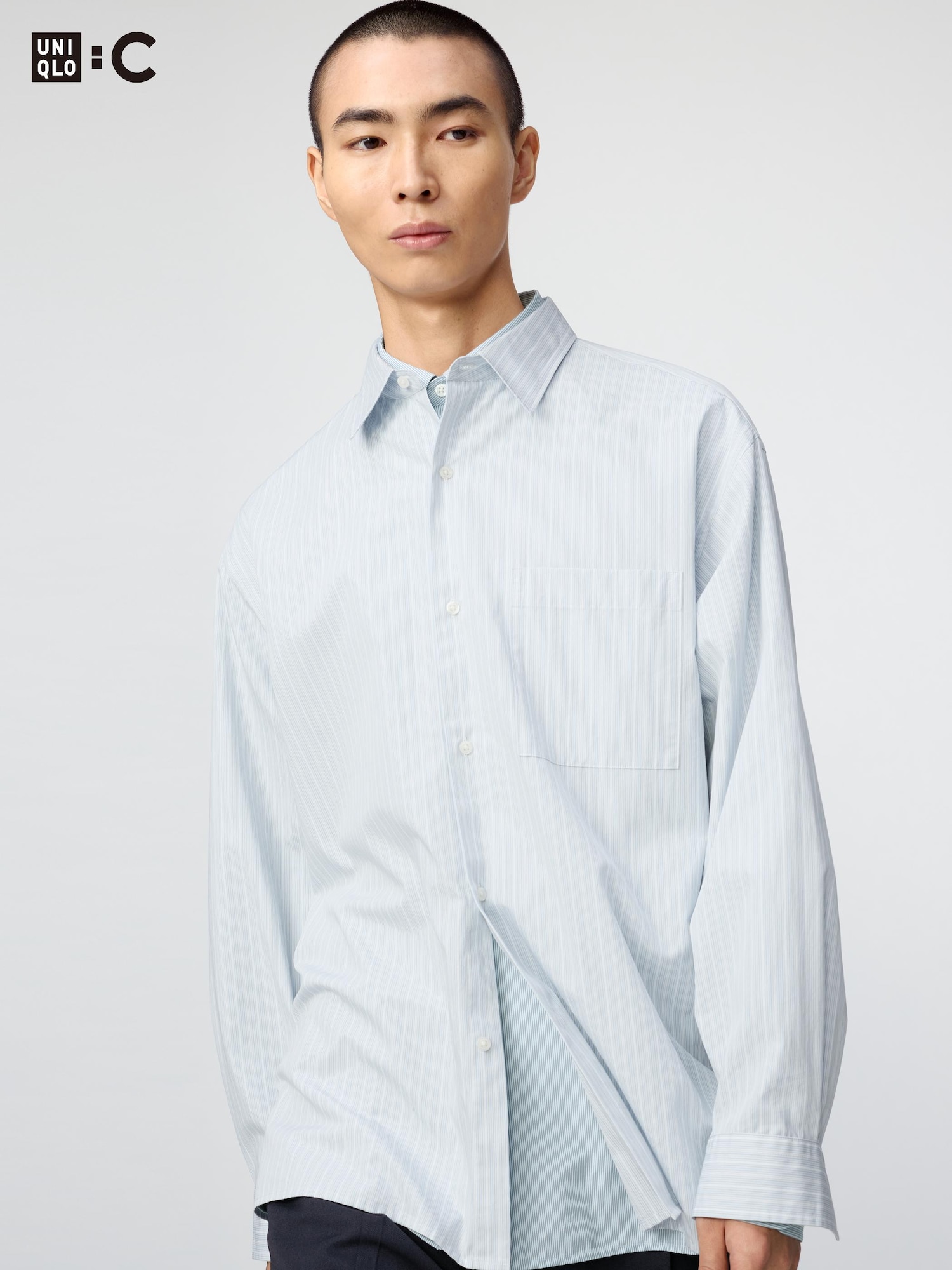 Рубашка из поплина оверсайз/полоска — UNIQLO