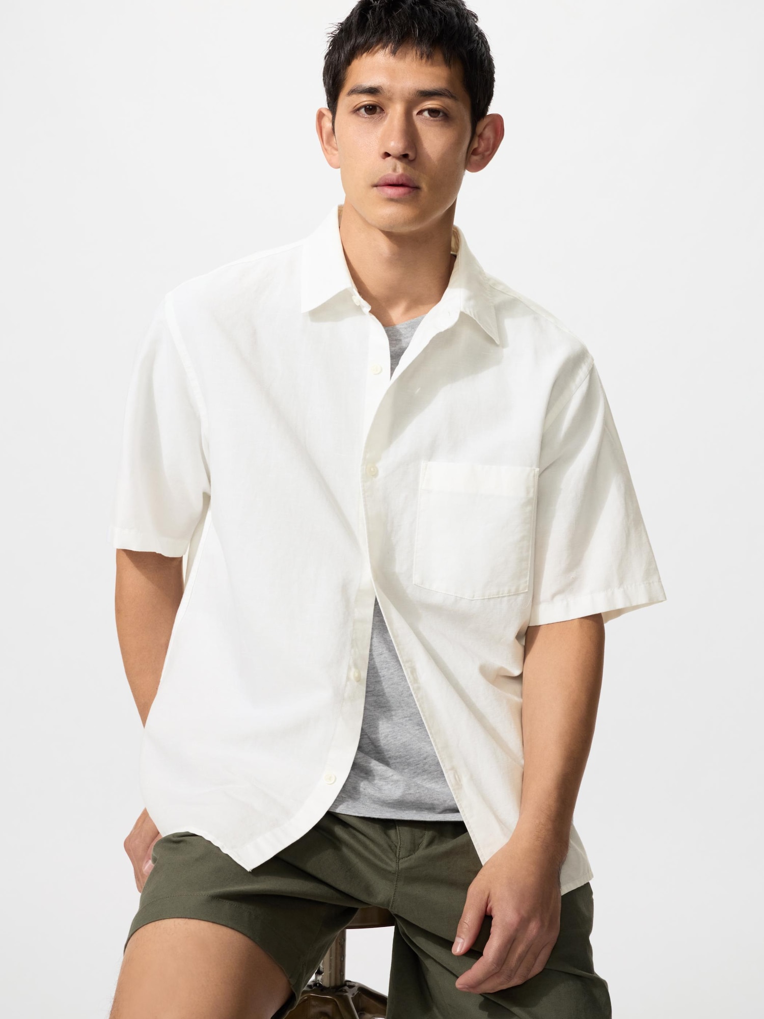 Рубашка из хлопка и льна — UNIQLO