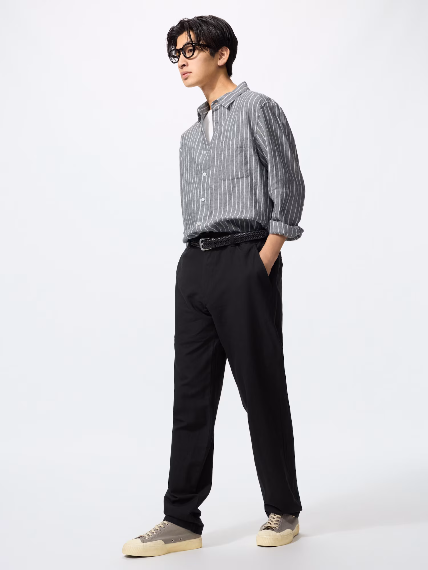 Льняные свободные брюки удлиненные — UNIQLO