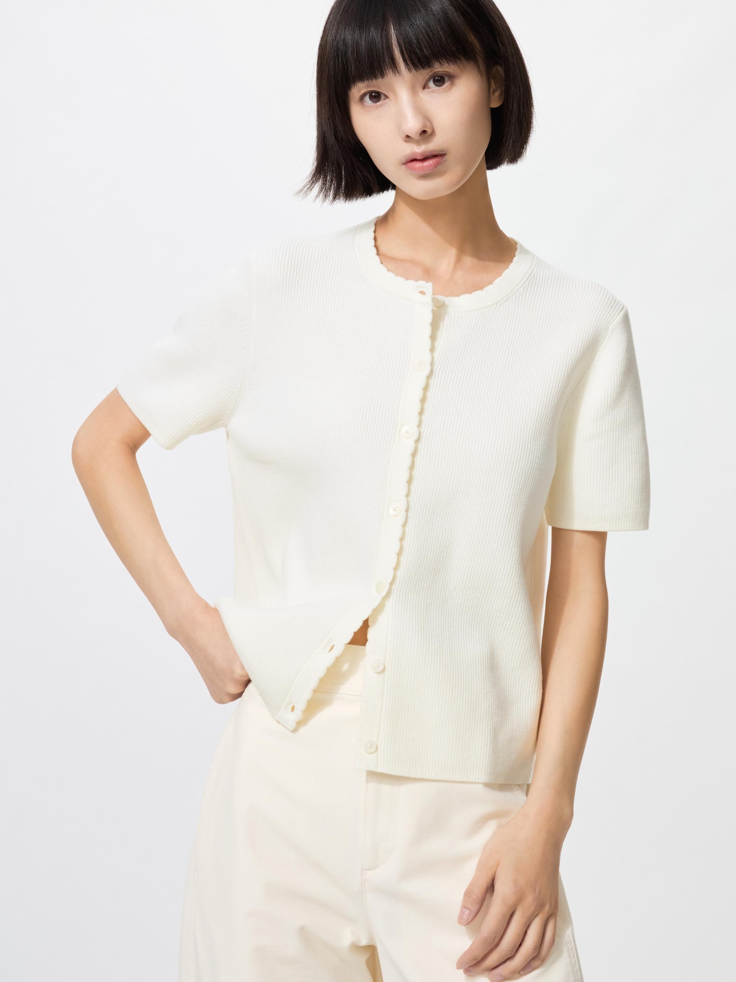 Кардиган волнистый промывной — UNIQLO