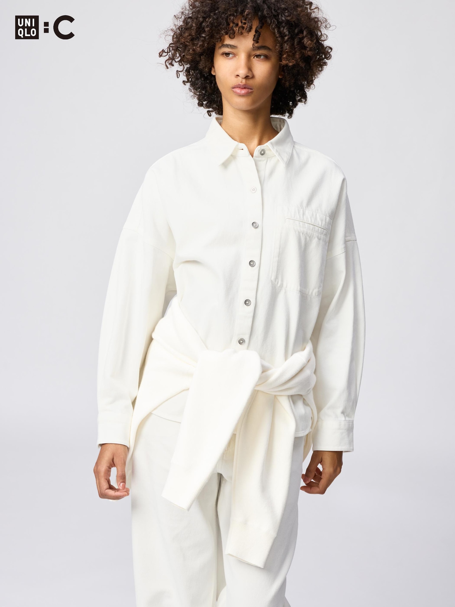 Джинсовая свободная рубашка-жакет — UNIQLO