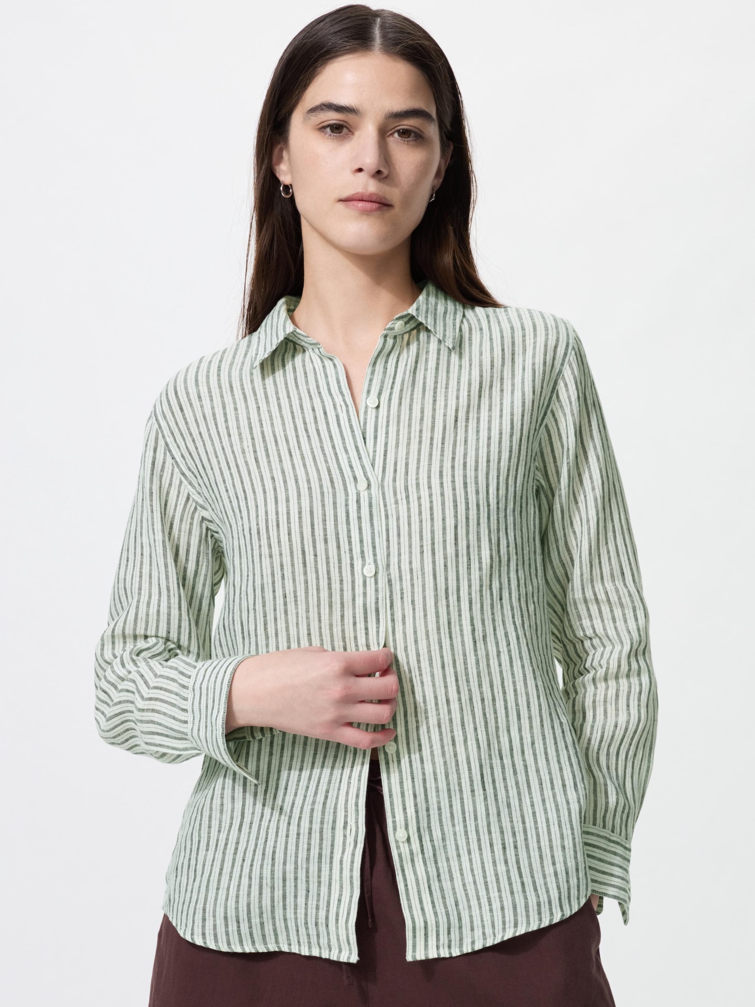 Рубашка из премиального льна/полоска — UNIQLO