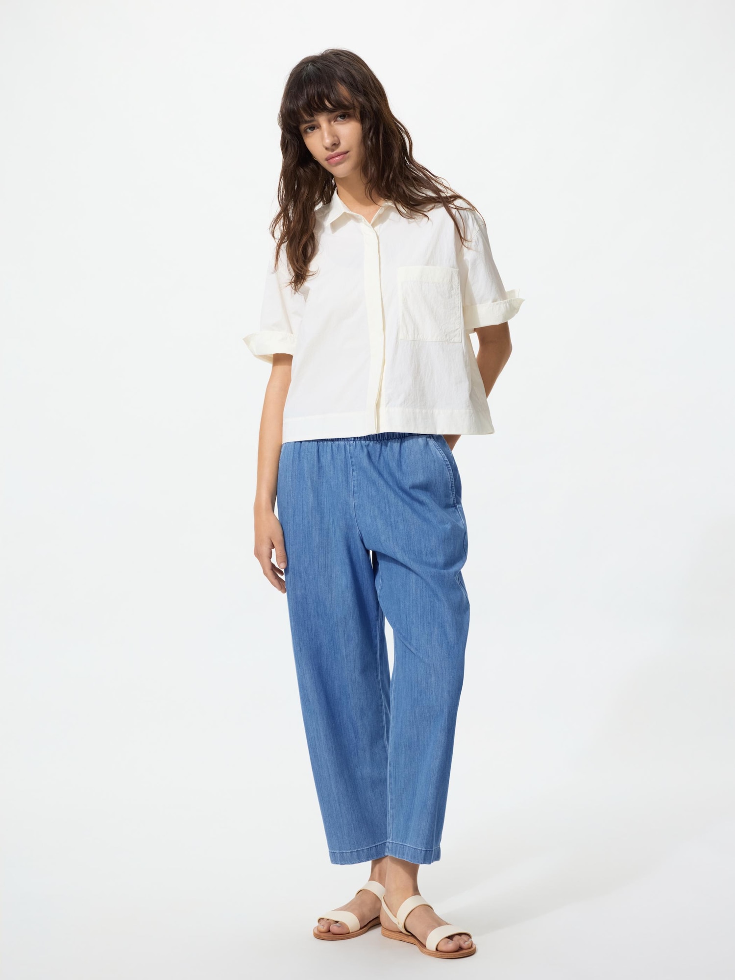 Свободные брюки до щиколотки из хлопка — UNIQLO
