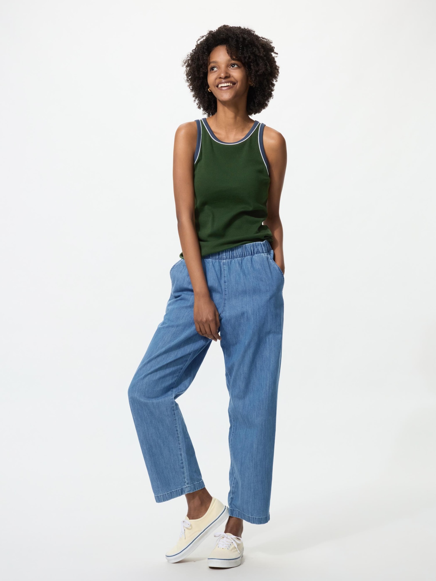 Свободные удлинённые брюки до щиколотки из хлопка — UNIQLO