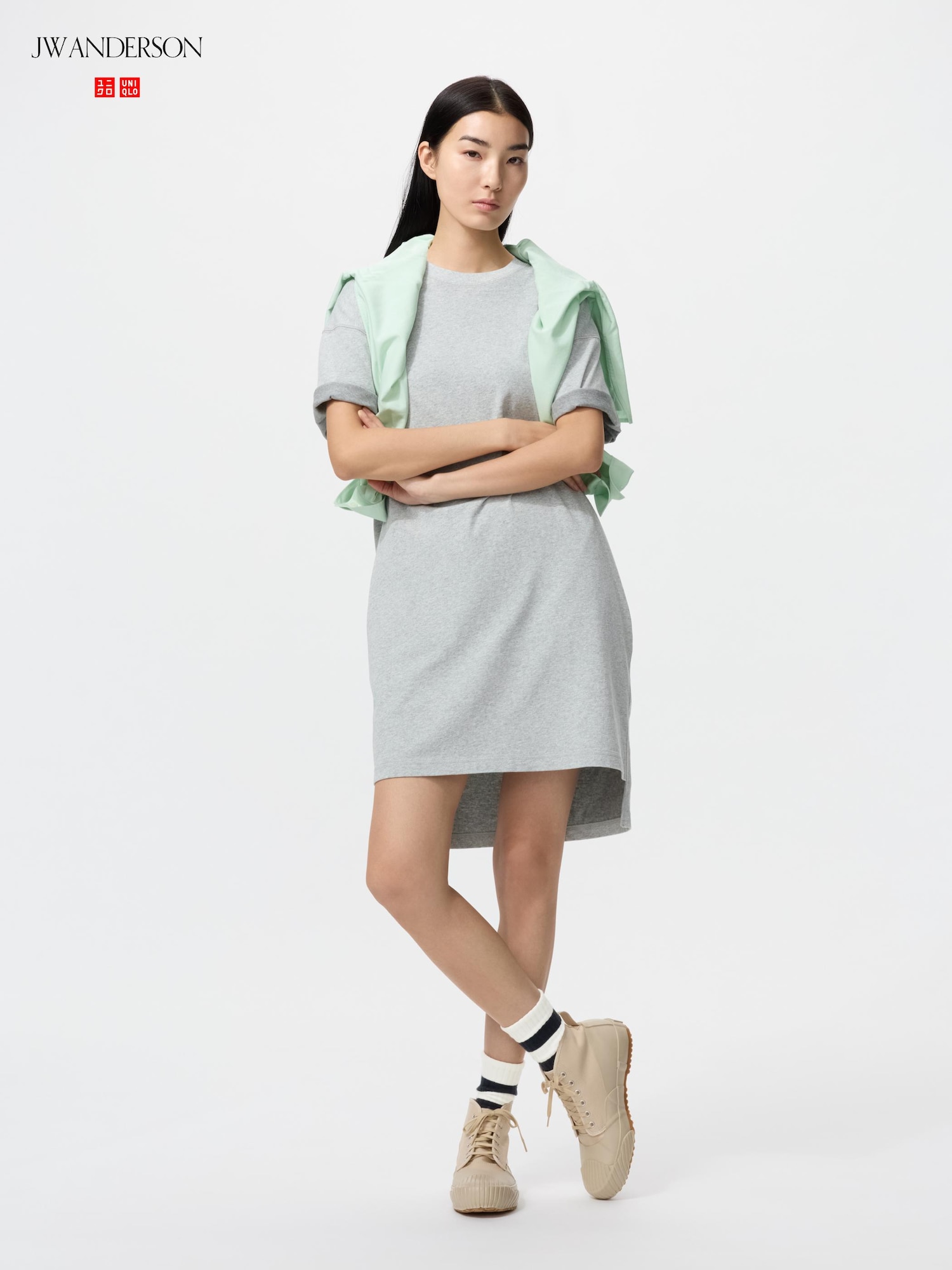 Оверсайз платье-футболка двухцветное — UNIQLO