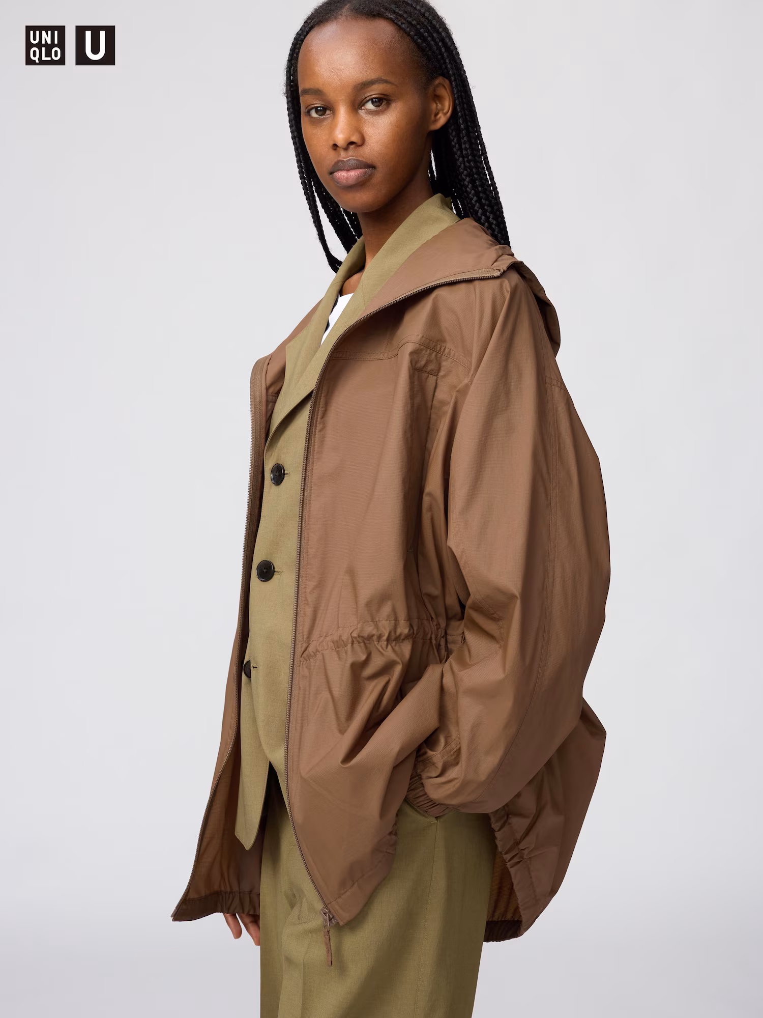 Оверсайз парка с UV защитой из шифона — UNIQLO