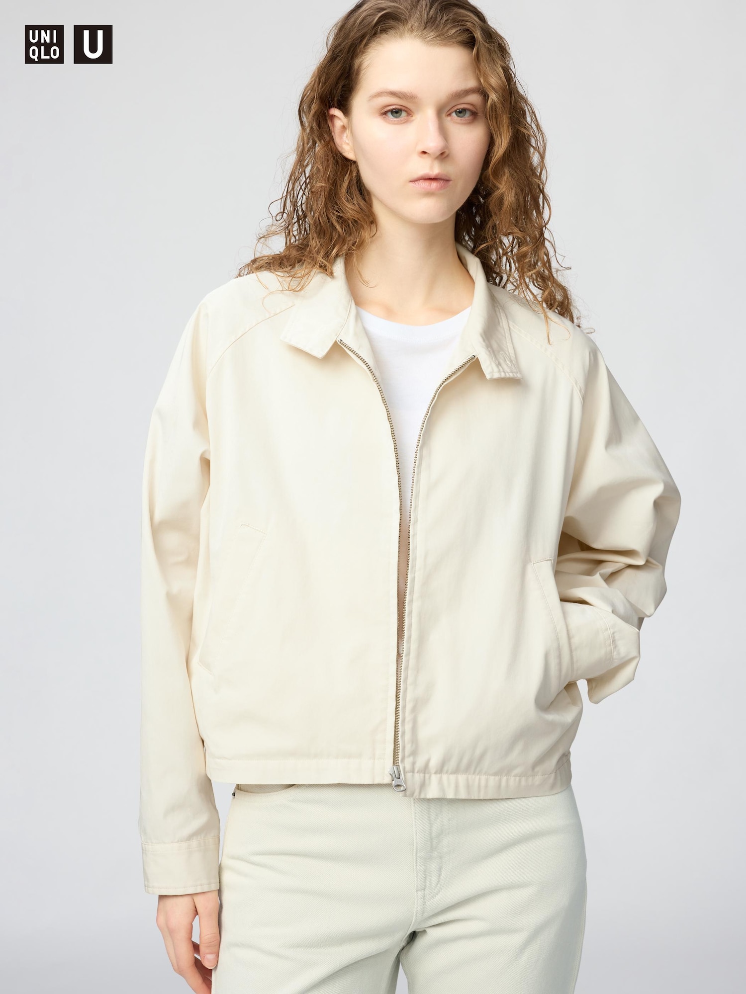 Короткий бомбер из хлопка и смеси — UNIQLO