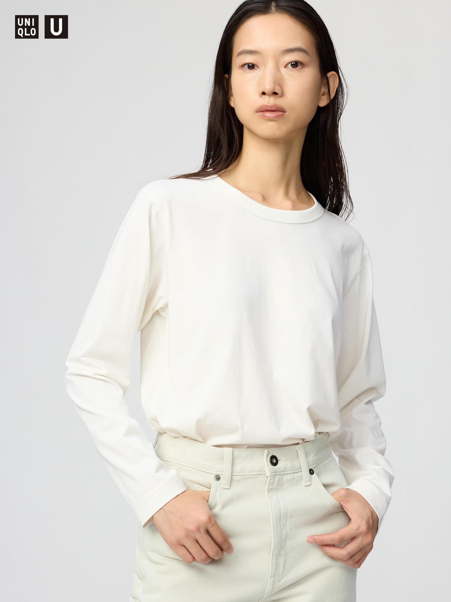Супима хлопок футболка длинный рукав — UNIQLO