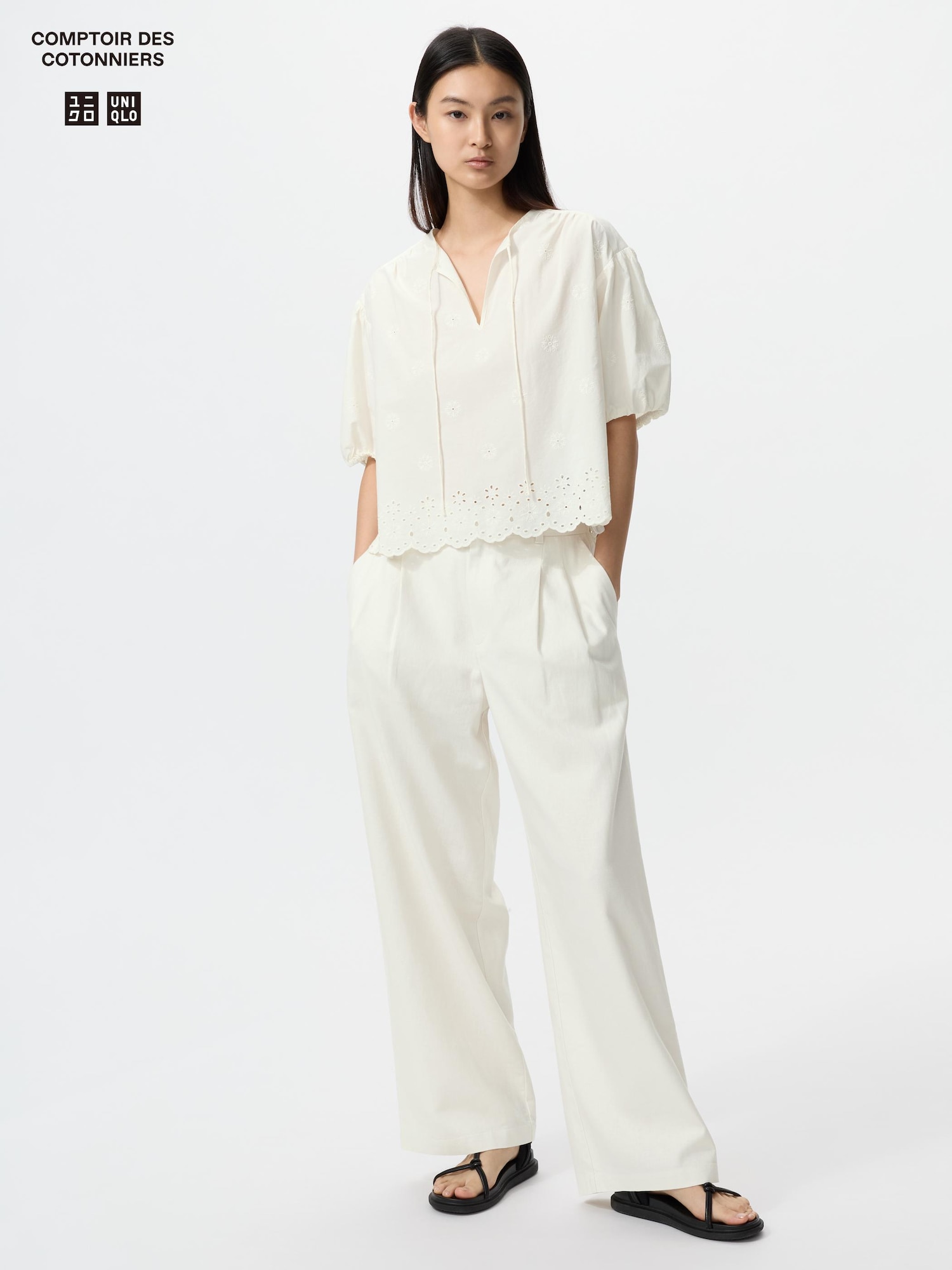 льняные прямые брюки — UNIQLO