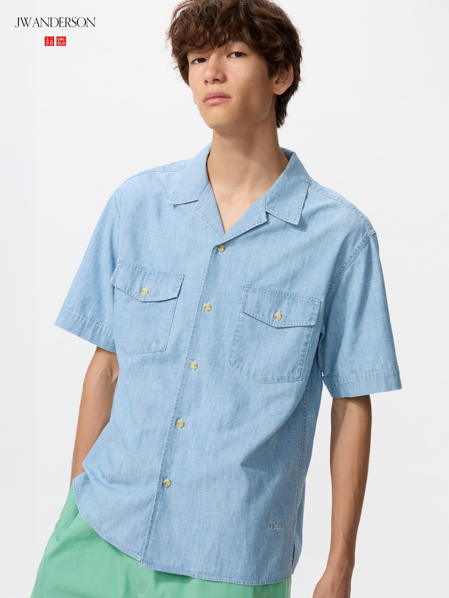 Оверсайз рубашка из шамбре — UNIQLO