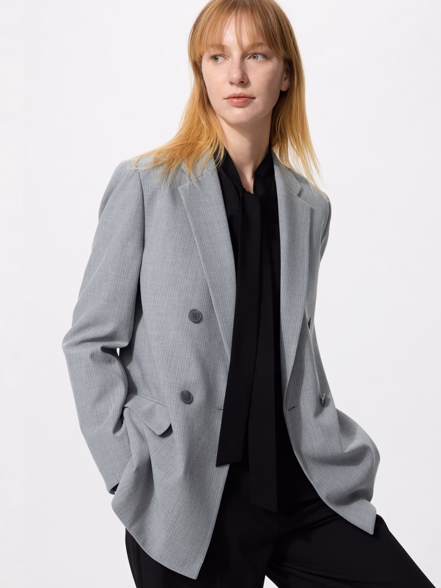Двойной пиджак в полоску — UNIQLO