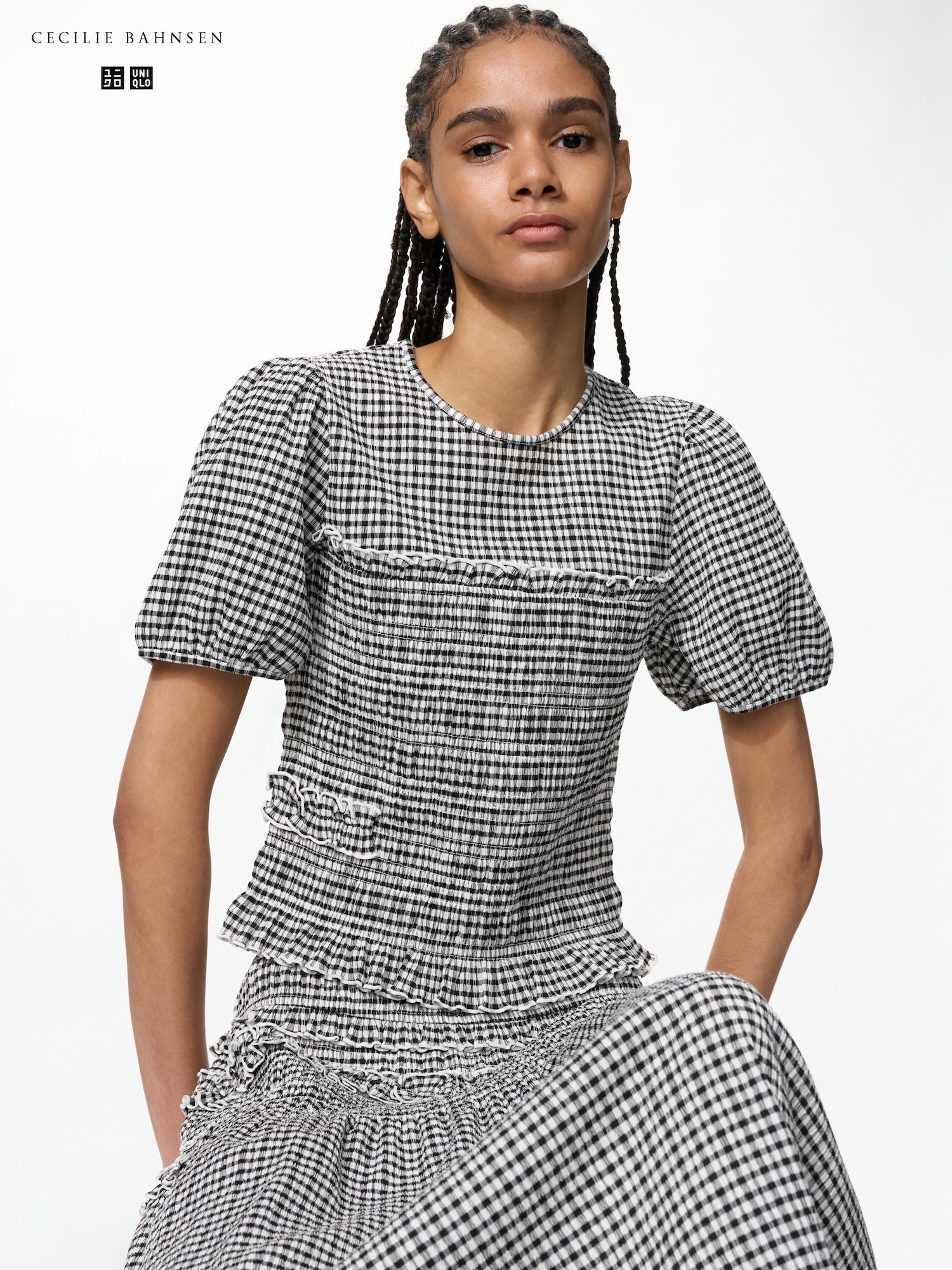 футболка объёмный рукав со сборками — UNIQLO