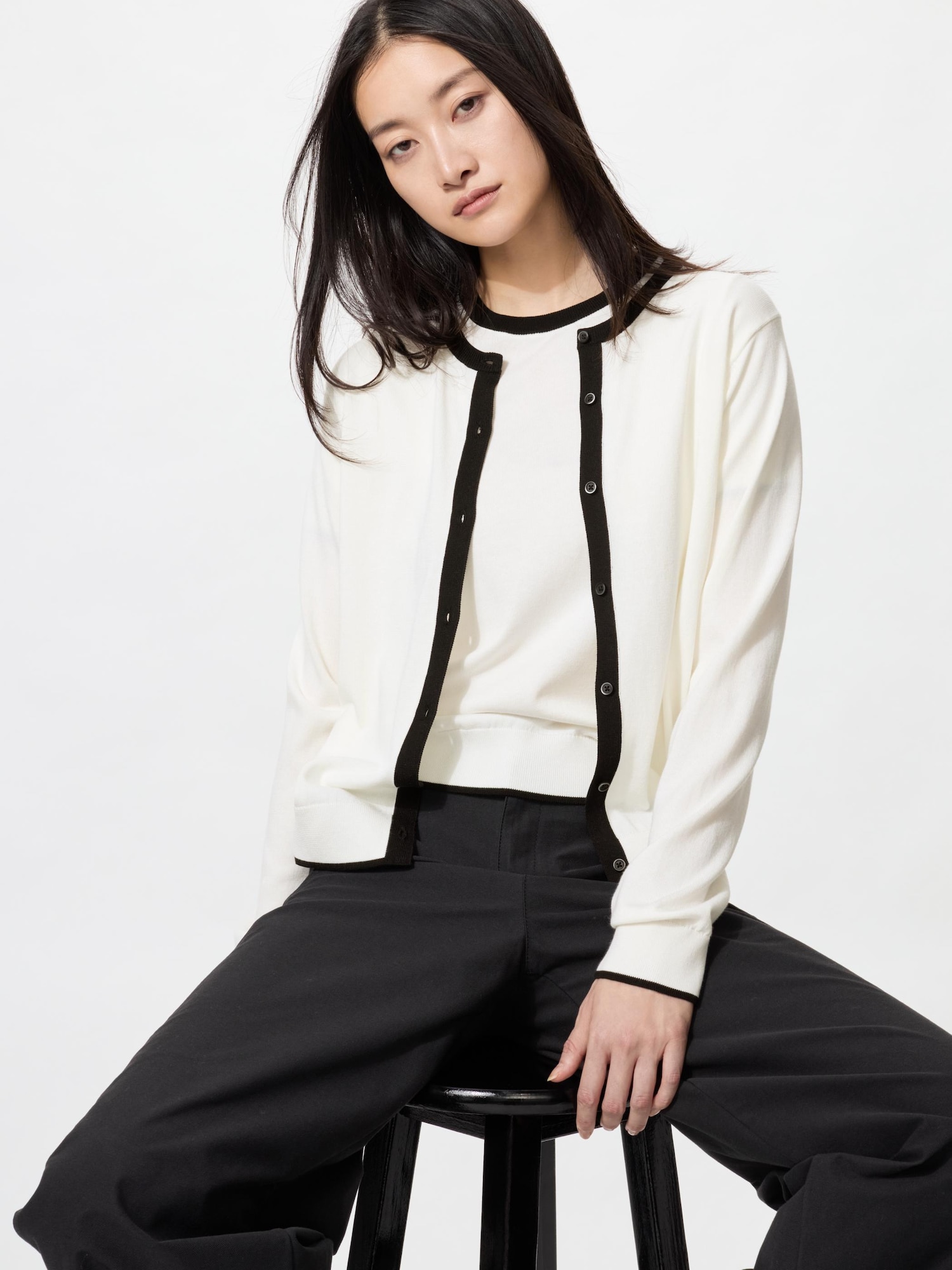 Кардиган с круглым вырезом и UV-защитой/машинная стирка — UNIQLO