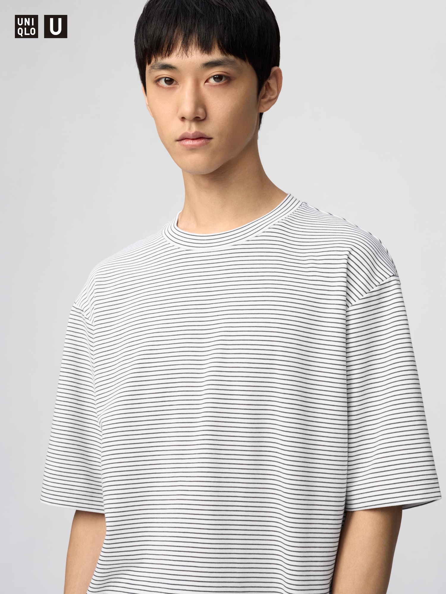 AIRism хлопковая футболка оверсайз в полоску — UNIQLO