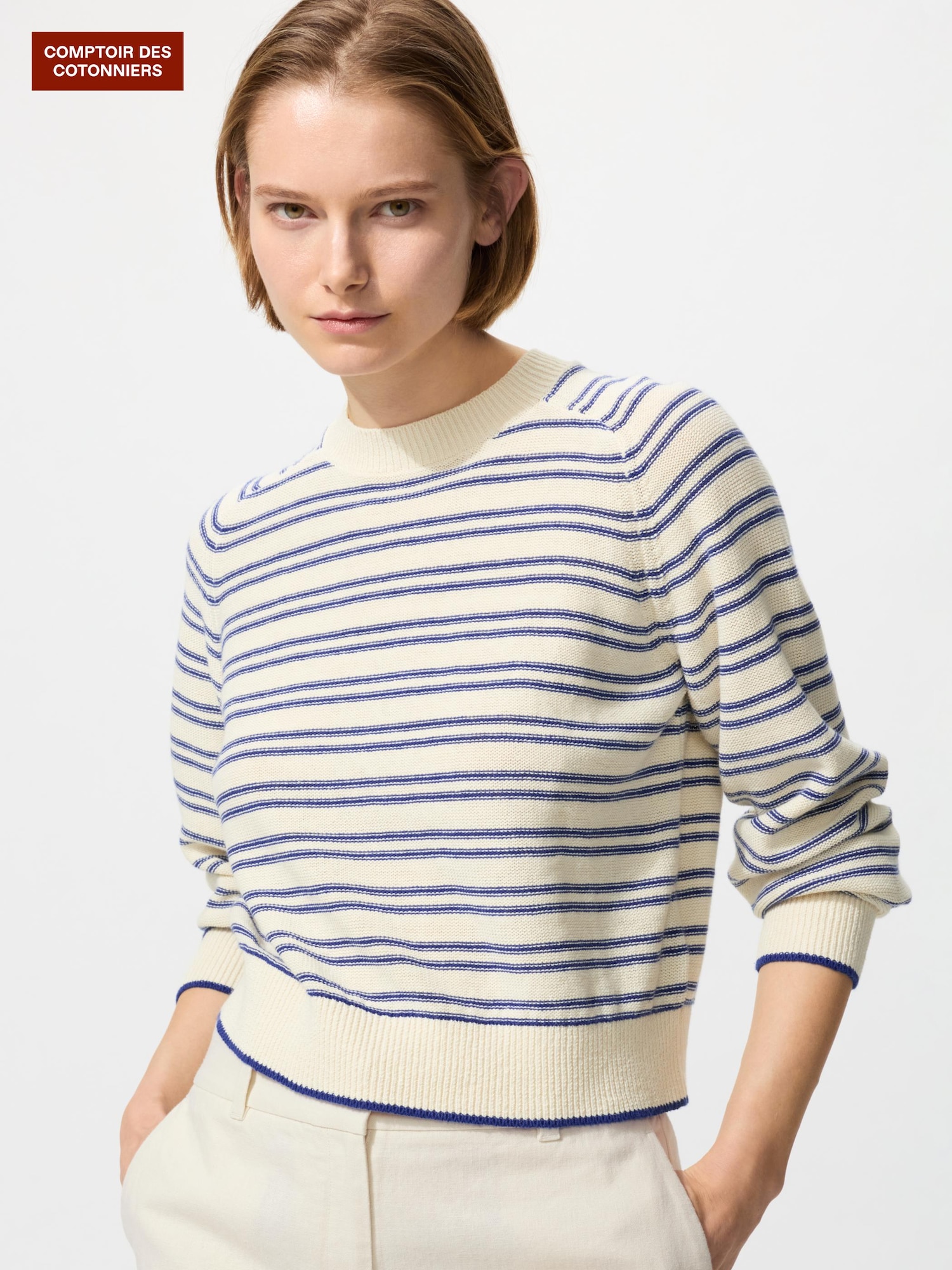 льняной свитер с круглым вырезом — UNIQLO