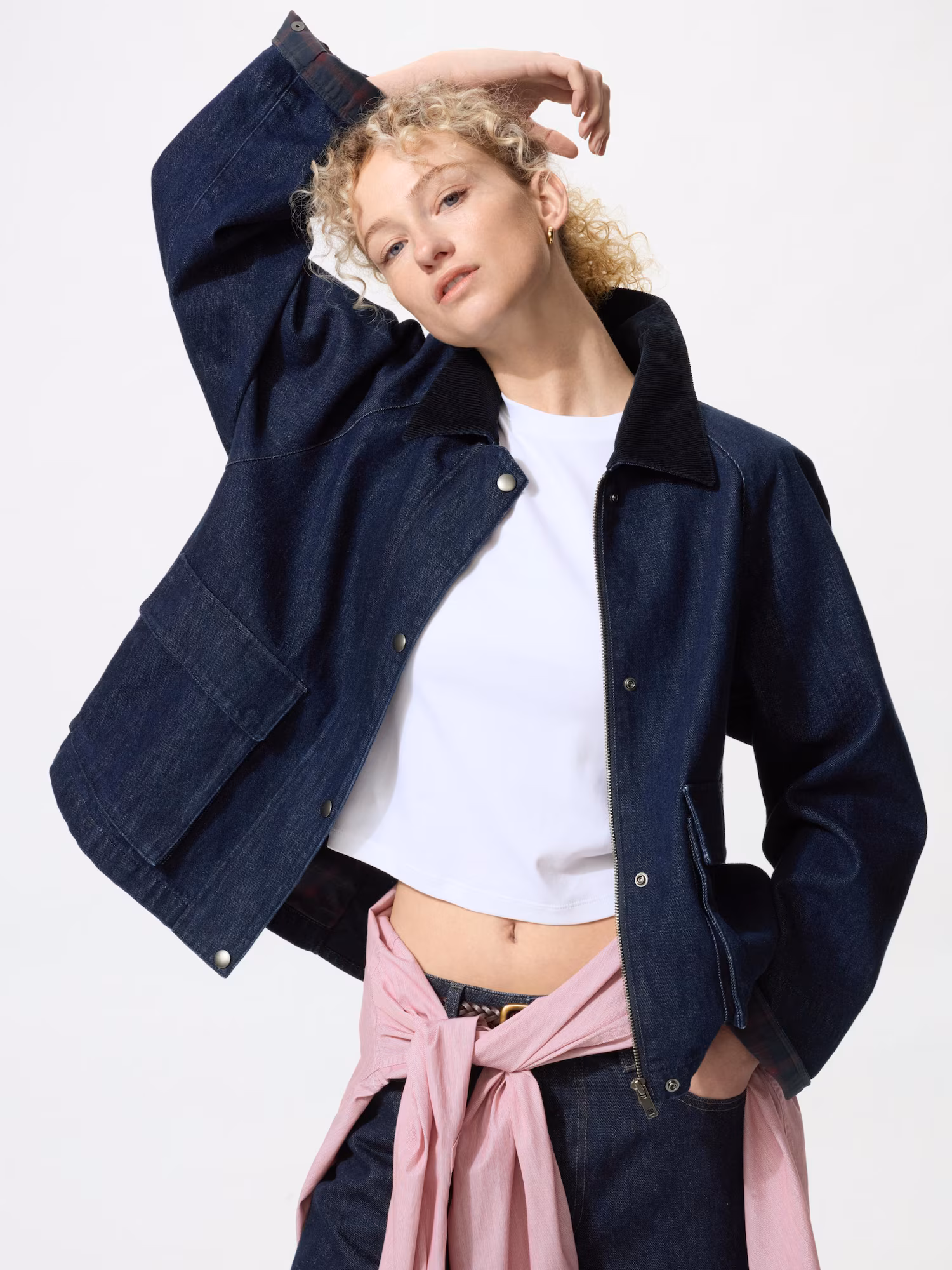 утилитарный короткий джинсовый пиджак — UNIQLO