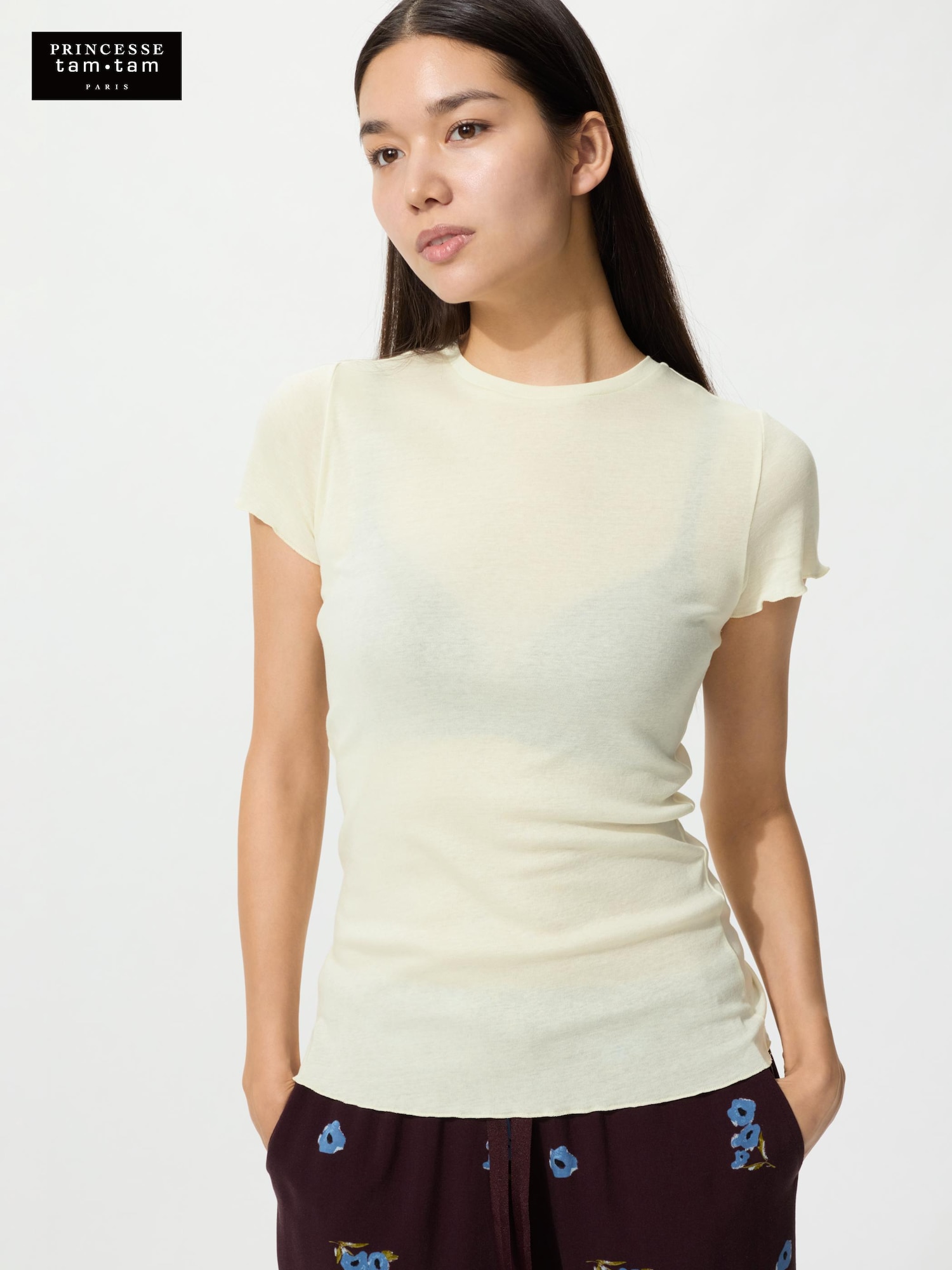 хлопковая футболка с оборками — UNIQLO