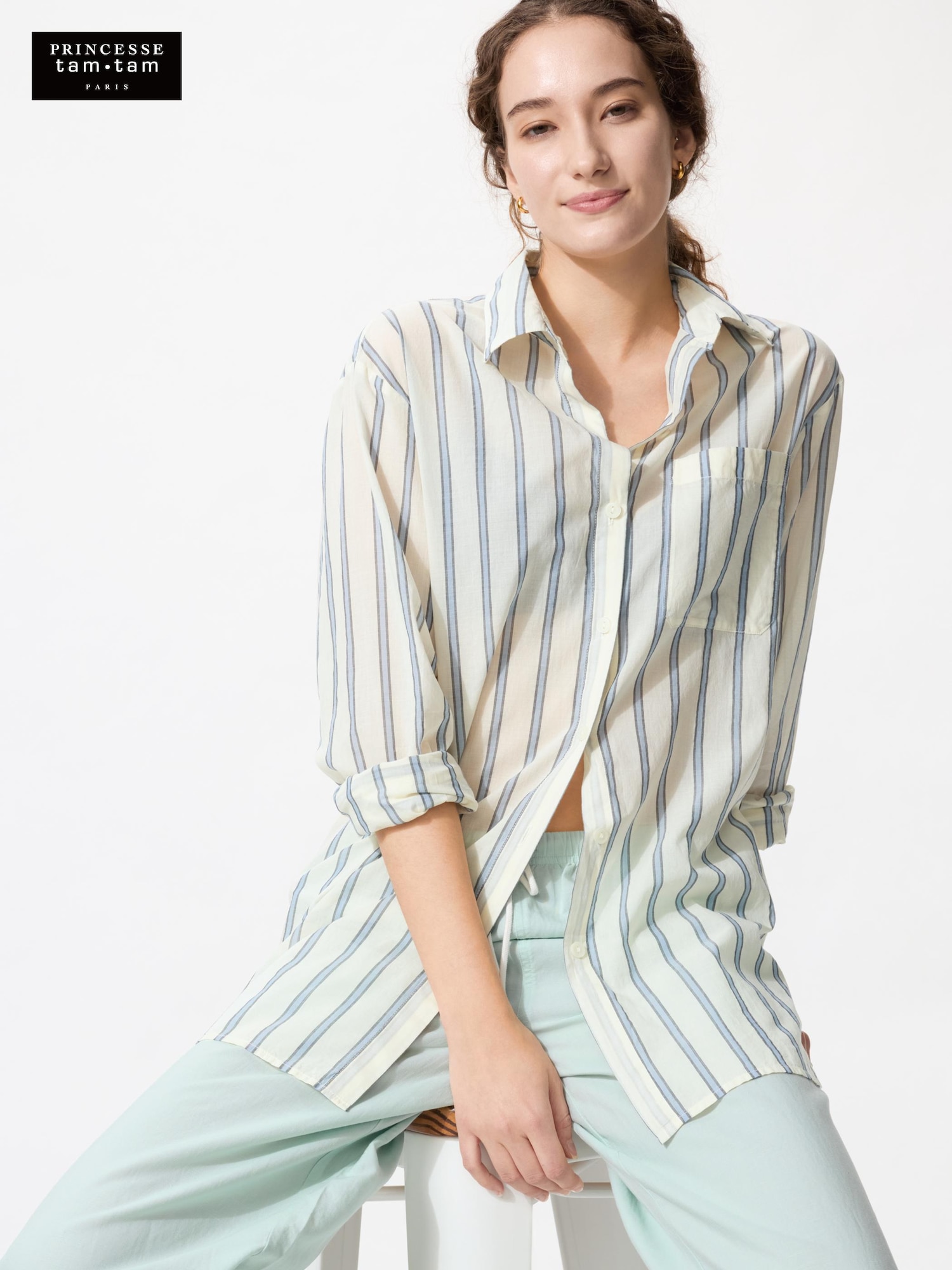 хлопковая длинная рубашка — UNIQLO