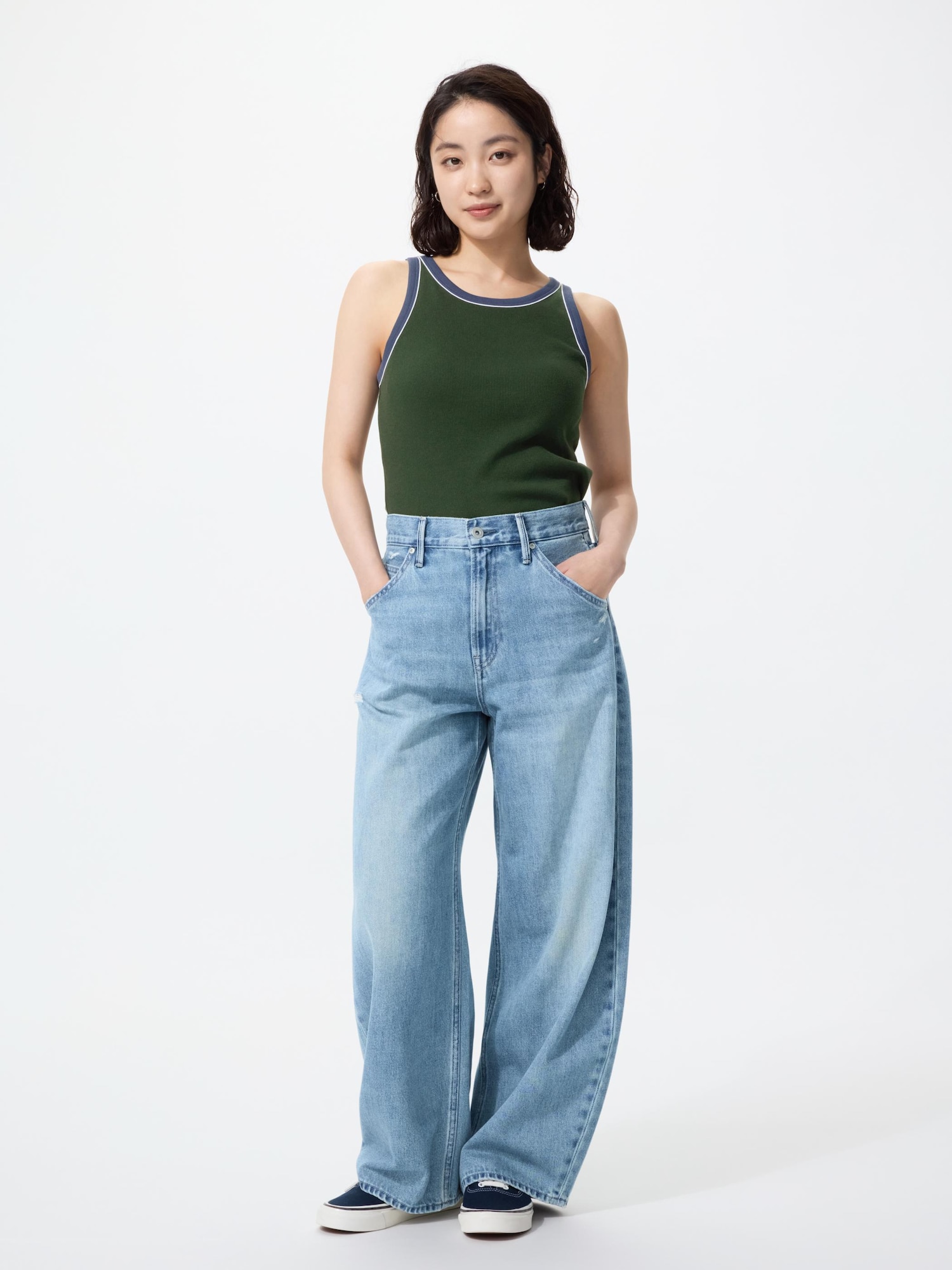 Мешковатые джинсы бочка/укороченные — UNIQLO