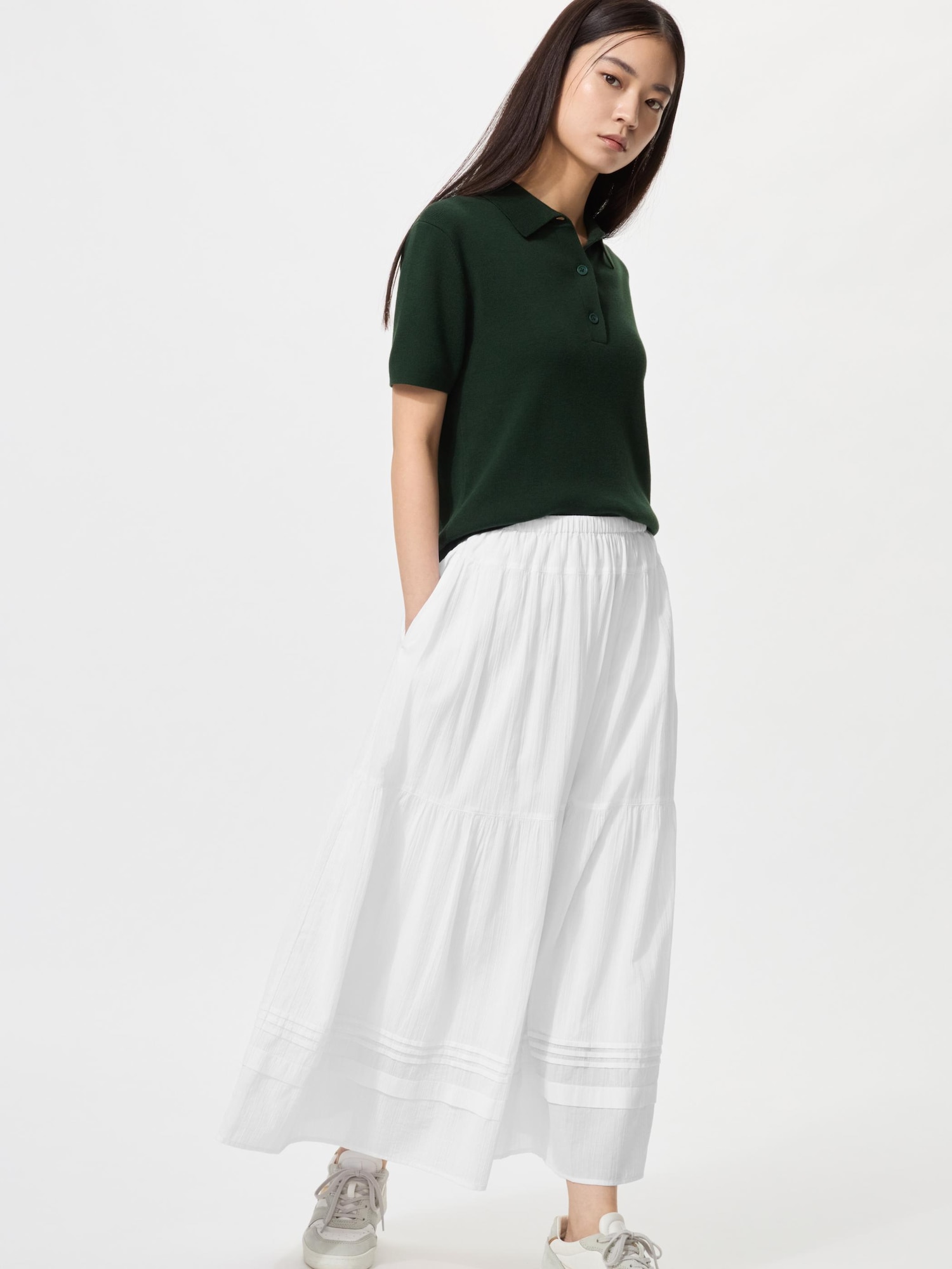 Ярусная макси-юбка/укороченная — UNIQLO