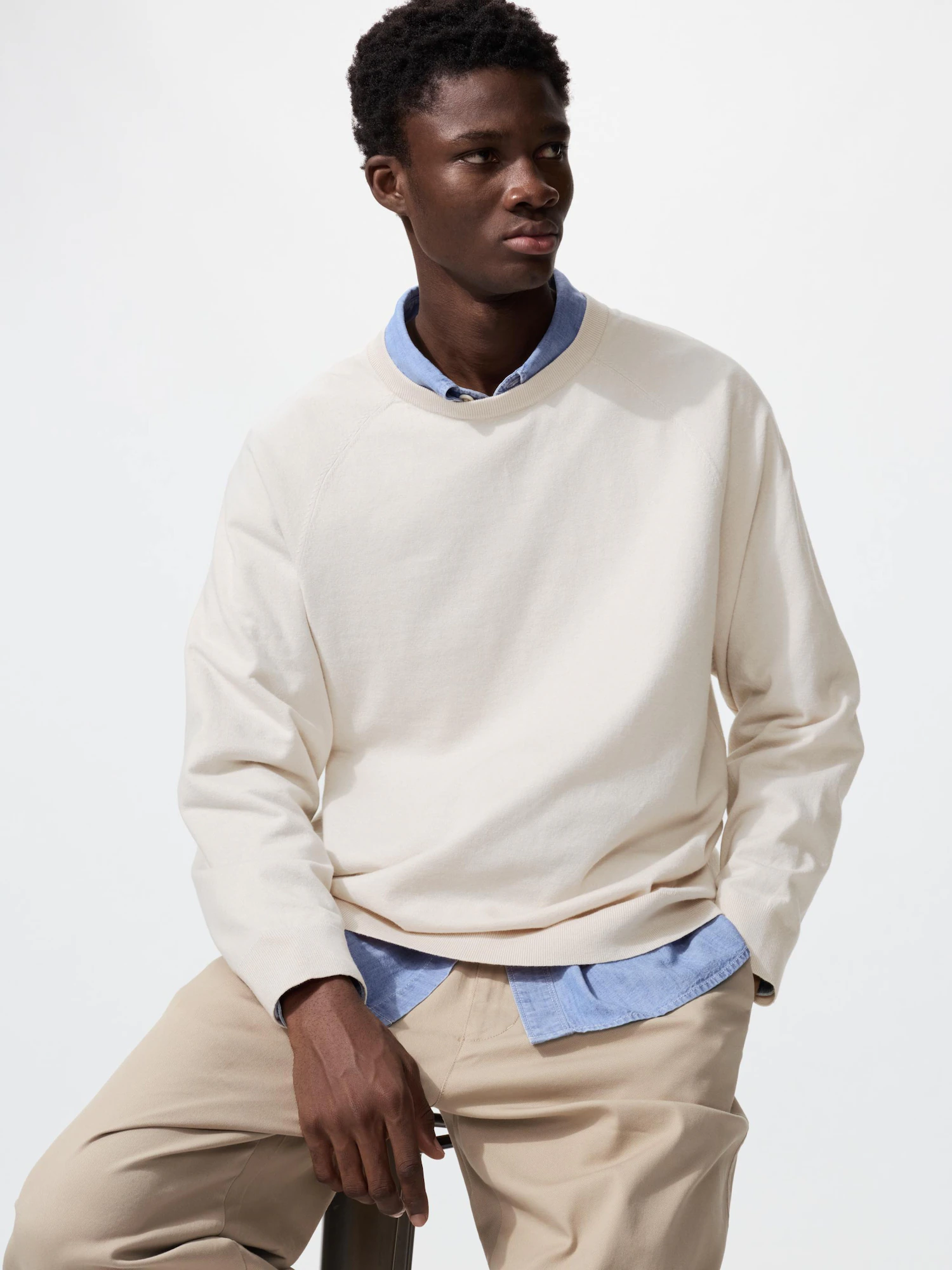 Свитер круглый вырез стиранный — UNIQLO