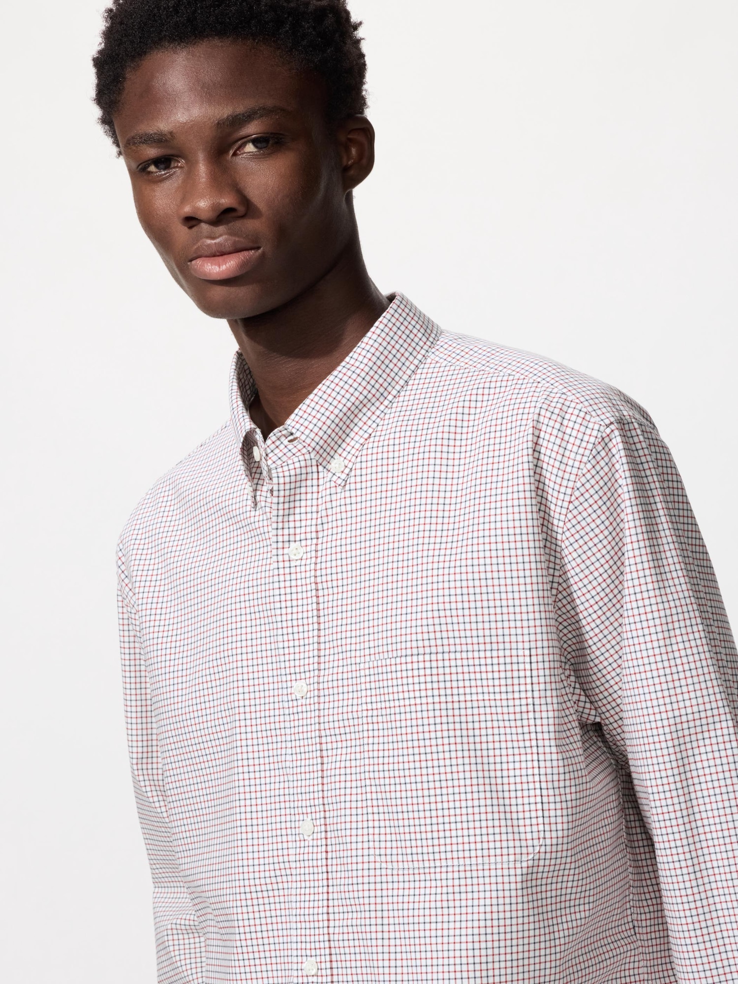 Рубашка из поплина/клетка/button-down — UNIQLO