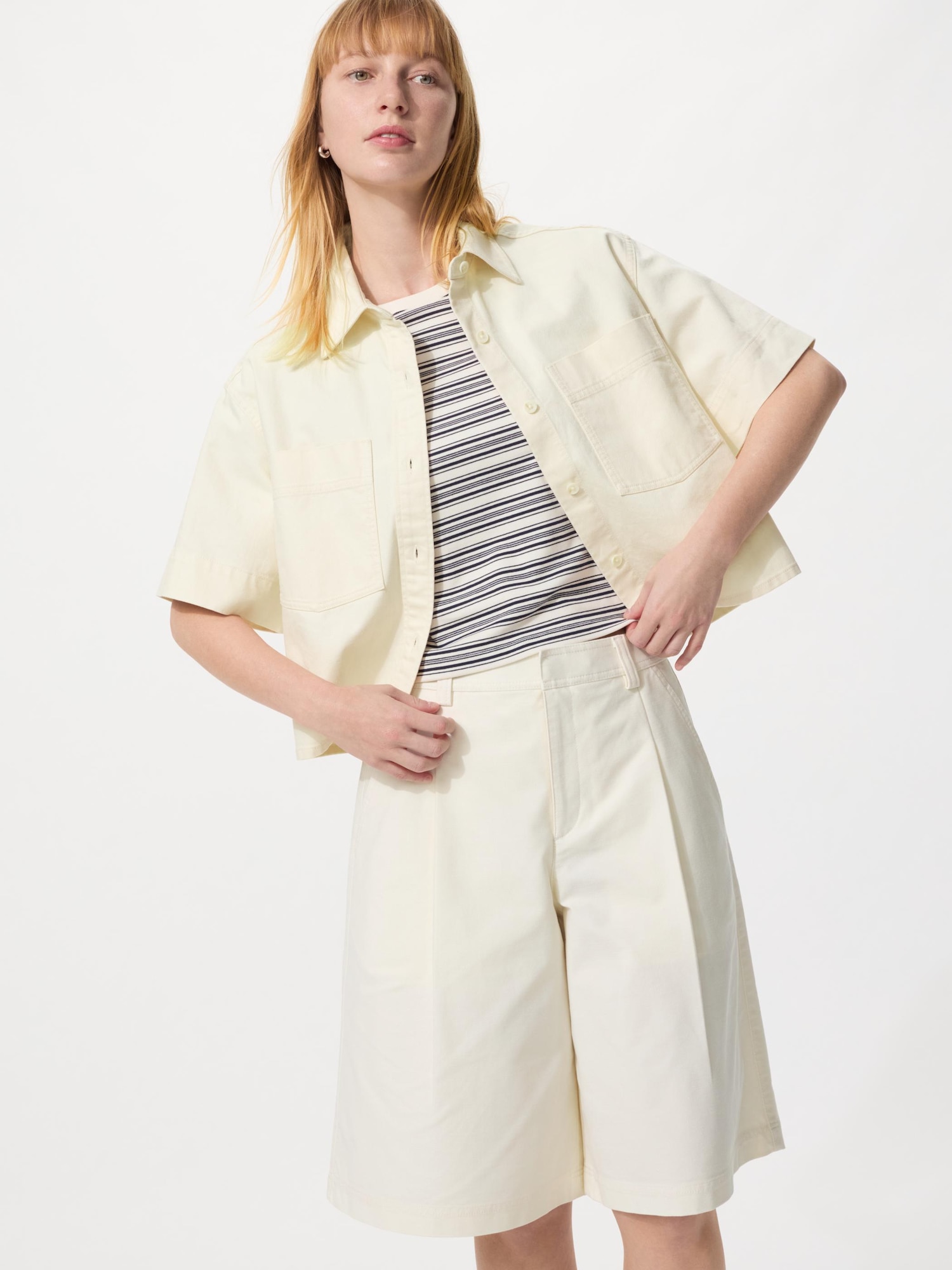 Джерсовые шорты с защипами — UNIQLO