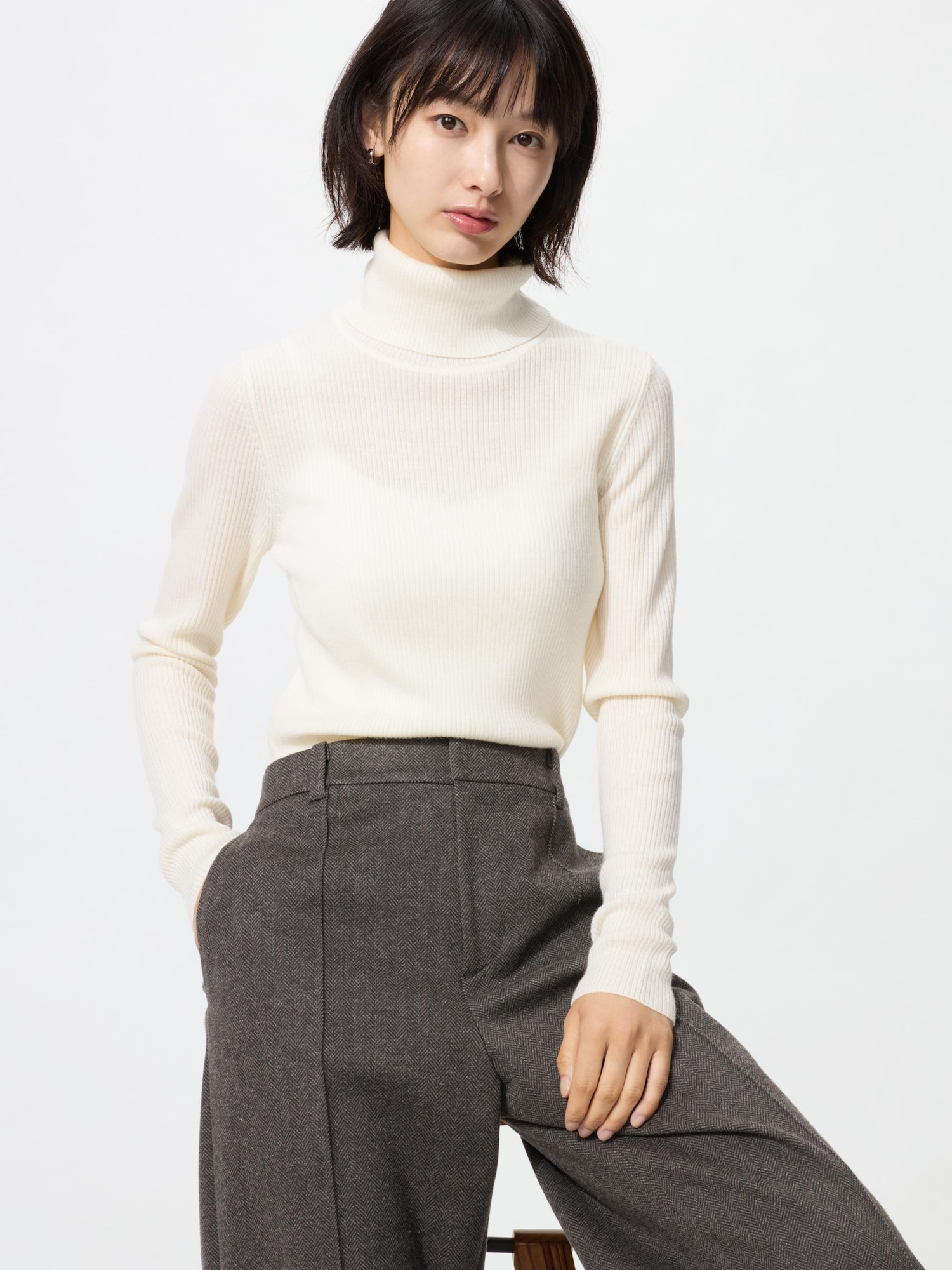 Водолазка из мериноса в рубчик — UNIQLO