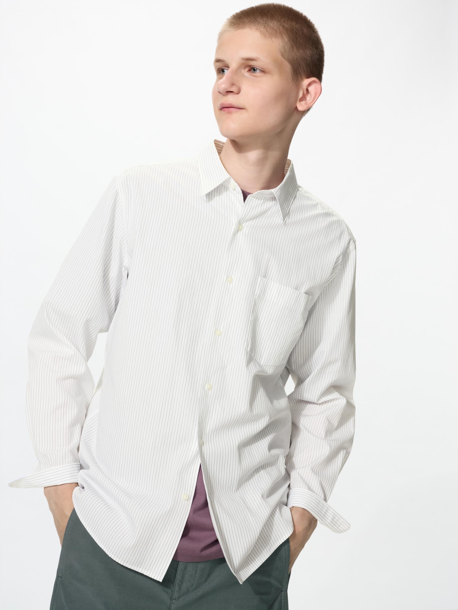 Широкая рубашка длинный рукав — UNIQLO