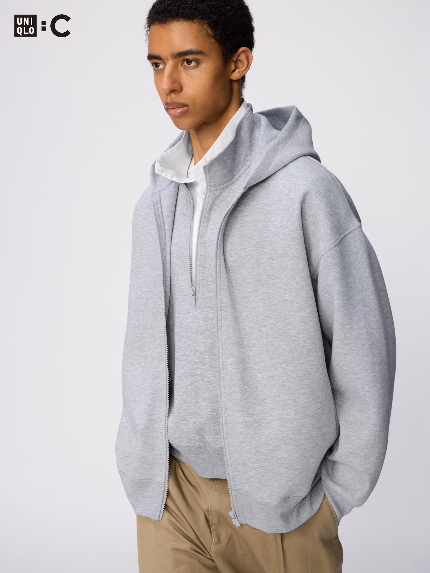 Оверсайз худи на молнии — UNIQLO