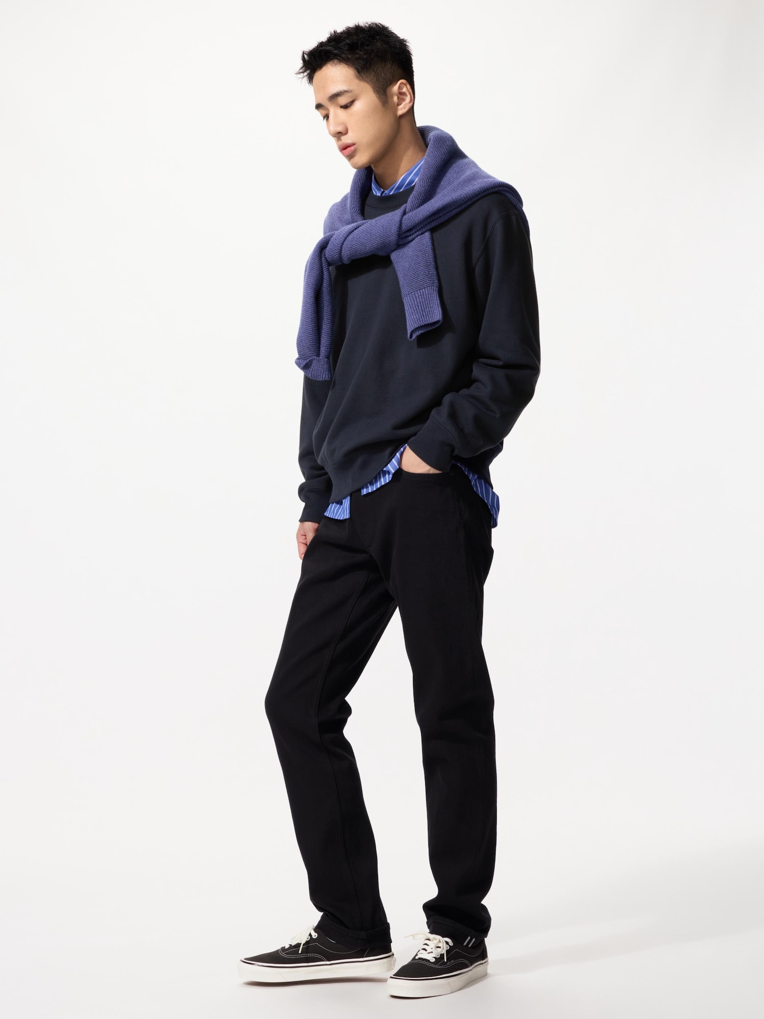 Джинсы узкие прямые сельвидж удлиненные — UNIQLO