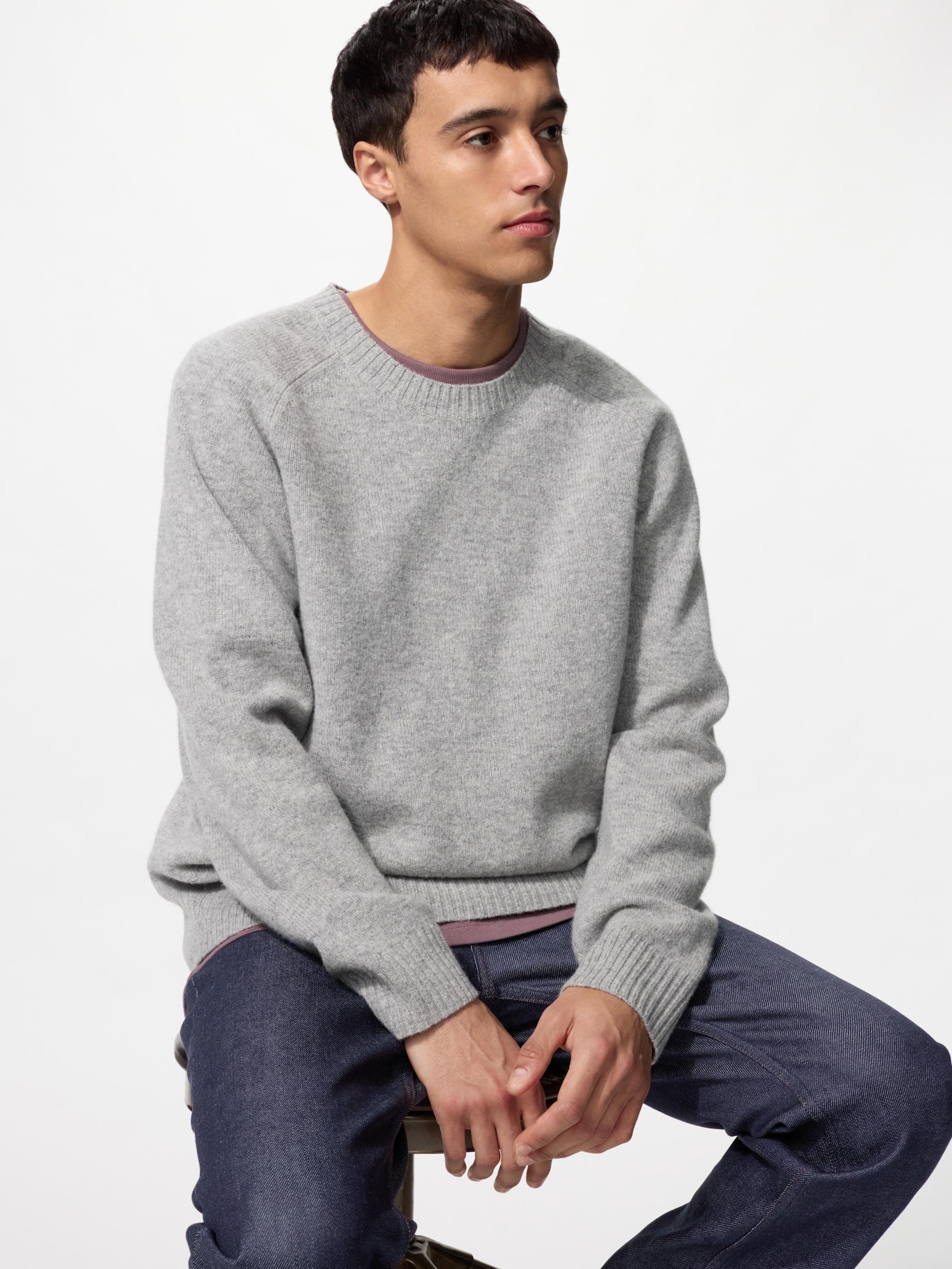 Свитер из ламбсвула с круглым вырезом — UNIQLO